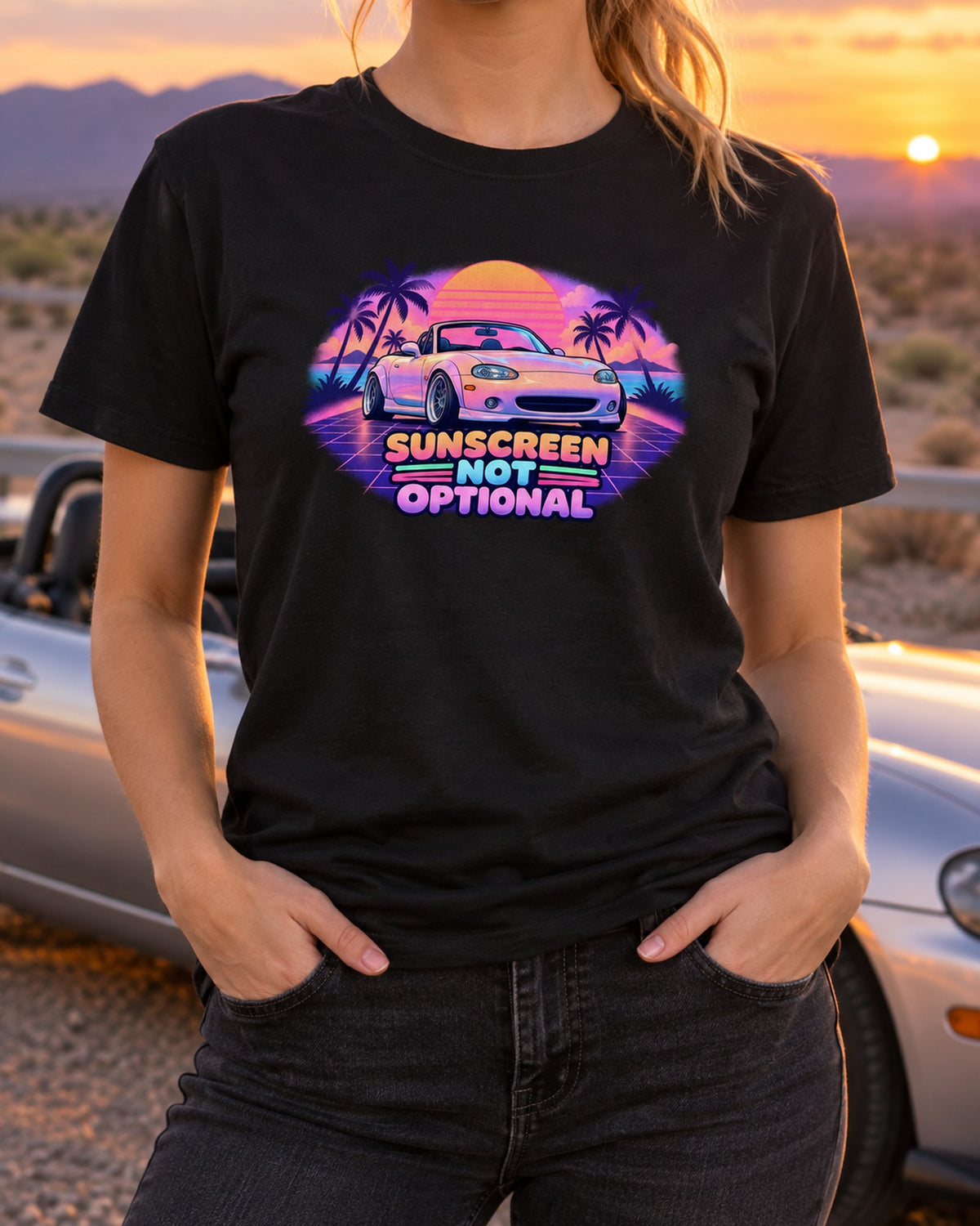 Mazda MX-5 NB Miata Pastel Soft Top Shirt, Car Guy Gift T-Shirt Black worn hero