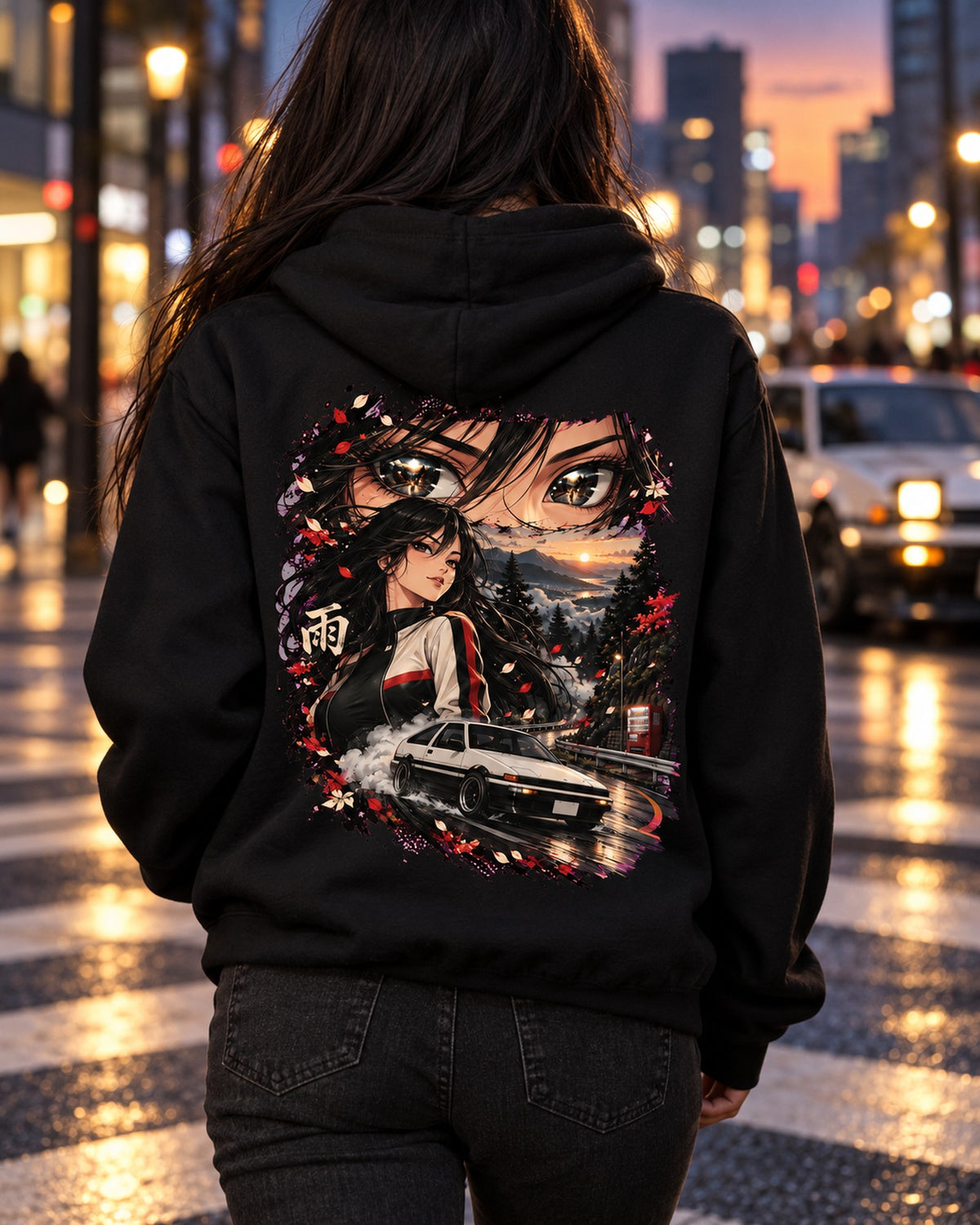 Toyota AE86 Anime Girl Shirt, Hoodie & More Pull Over Hoodie Black worn hero
