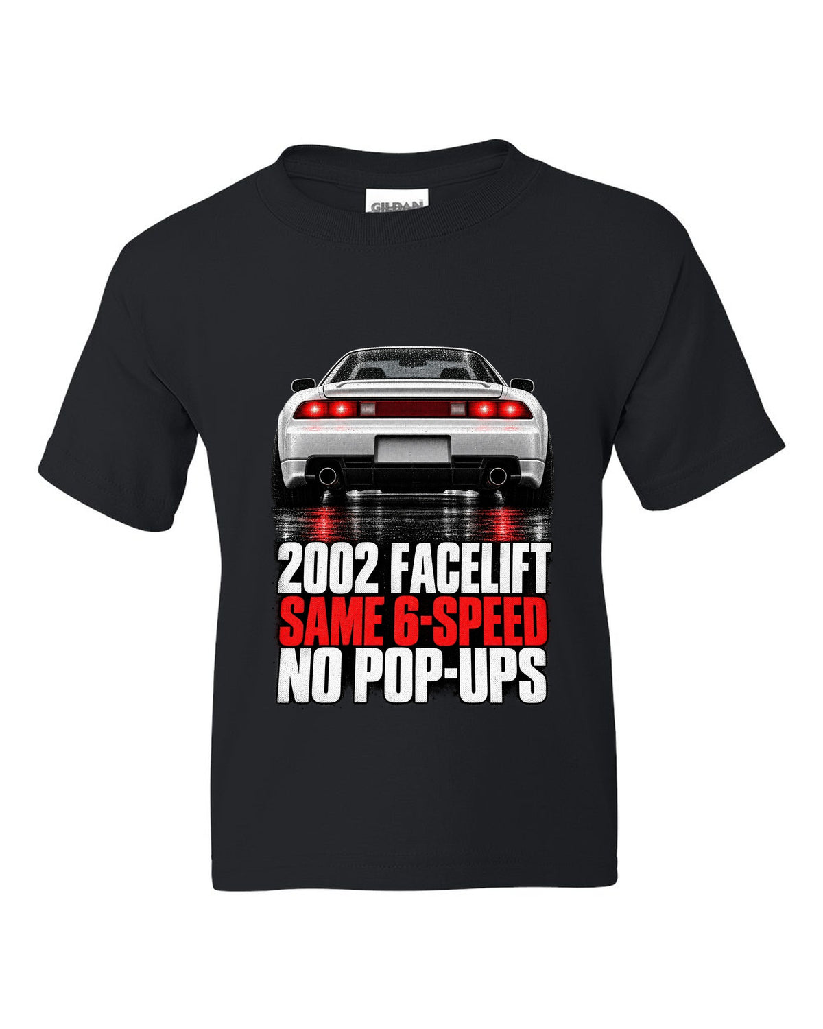 Honda NSX NA2 taillight detail design with 2002 facelift same 6-speed no pop-ups text black kids tee front view with the design