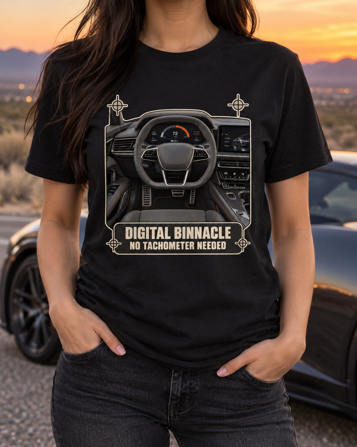 Audi RS e-tron GT Digital Binnacle Cockpit Tee, Gauge Shirt T-Shirt Black worn hero