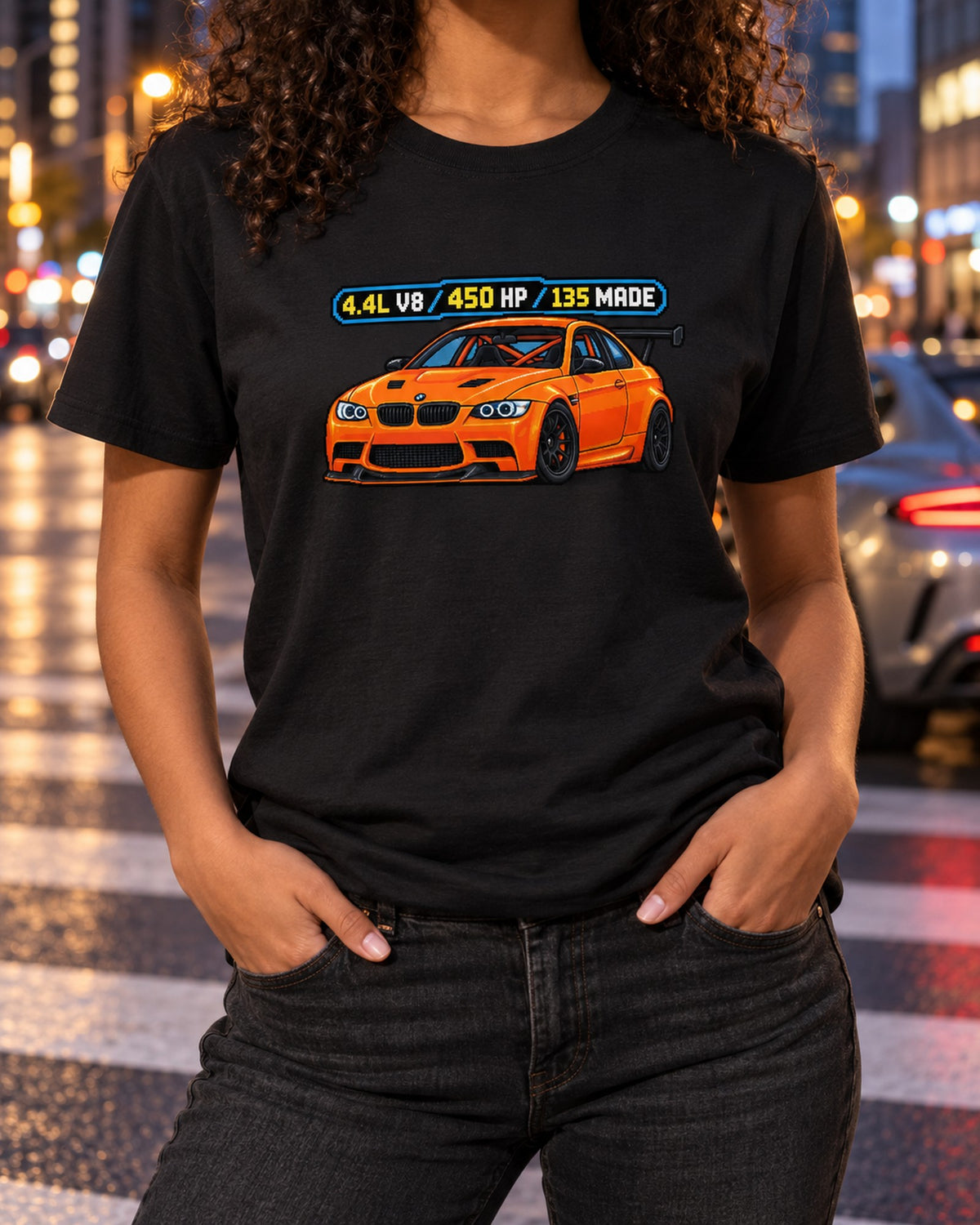BMW E92 M3 GTS Pixel Art Shirt, 8-Bit Car Guy Gift T-Shirt Black worn hero