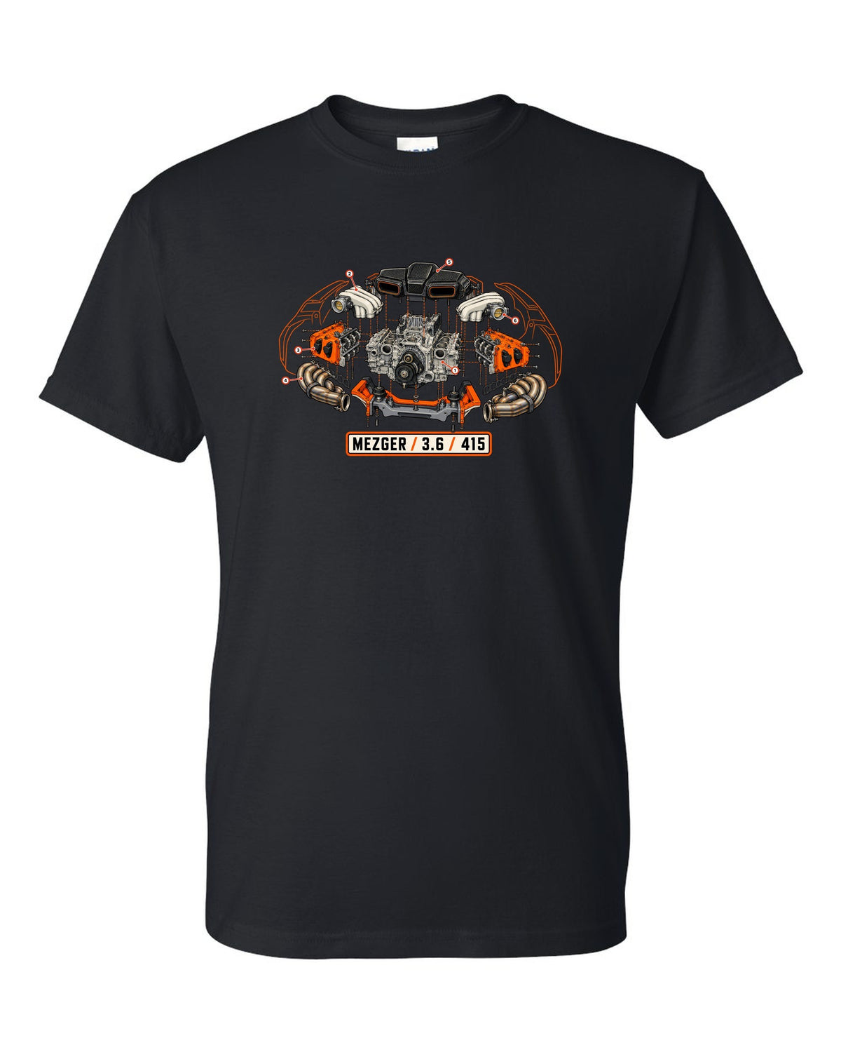Porsche 992 Targa roll hoop sunset gradient minimalist design black t-shirt front view with the design