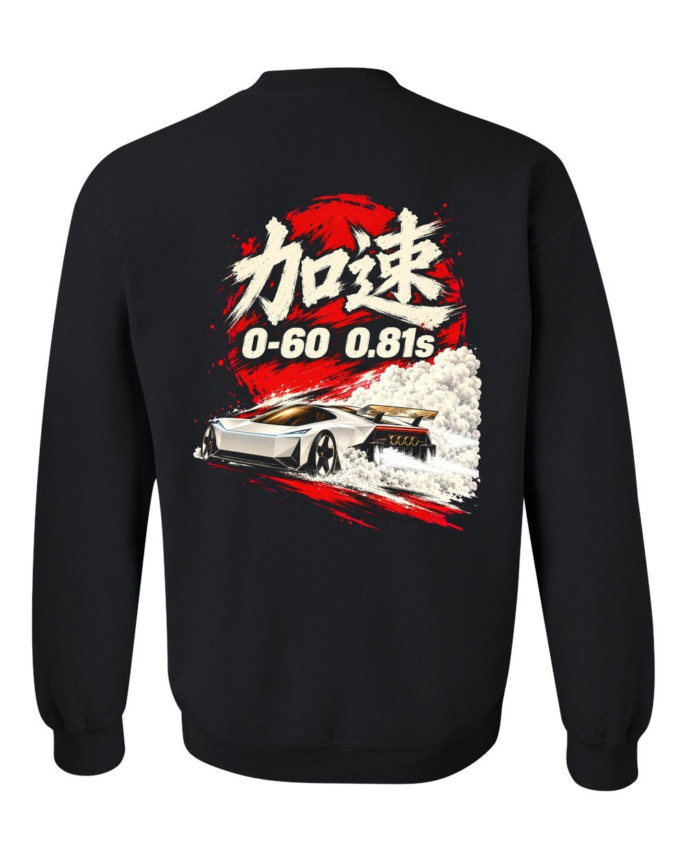 Tesla Roadster 0-60 Crewneck Black back