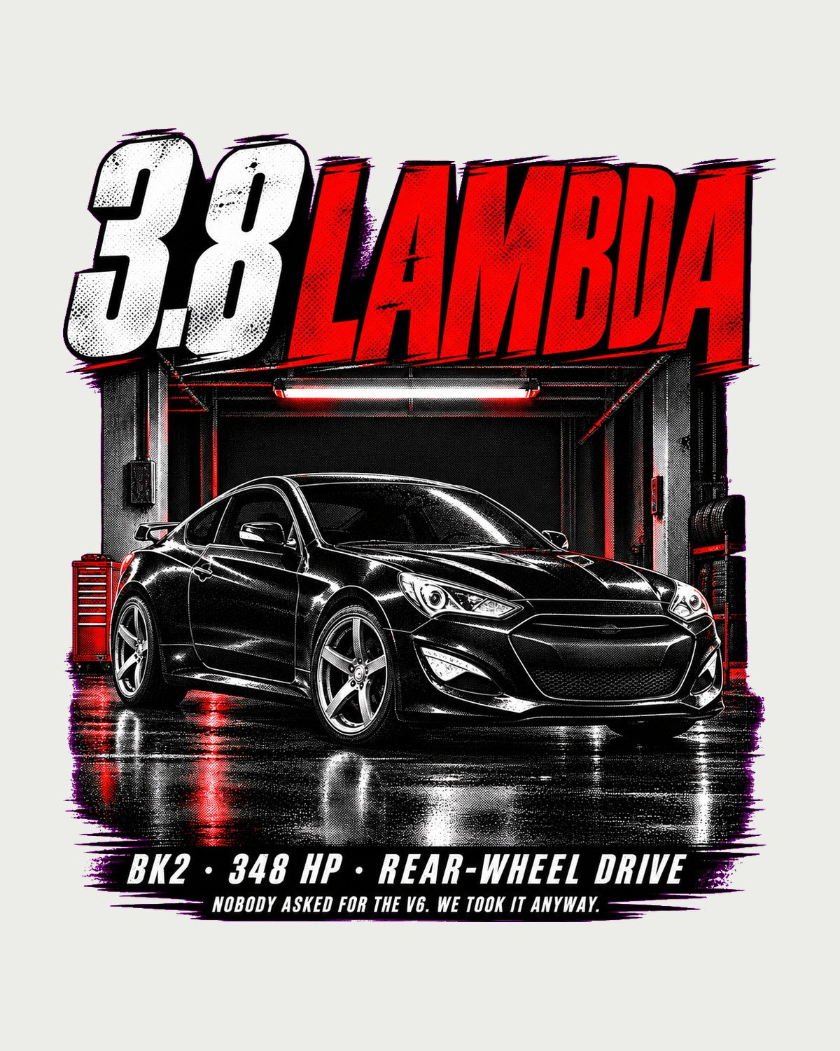 Hyundai Genesis Coupe BK2 3.8 Track Garage Night Shirt, V6 Fan design only