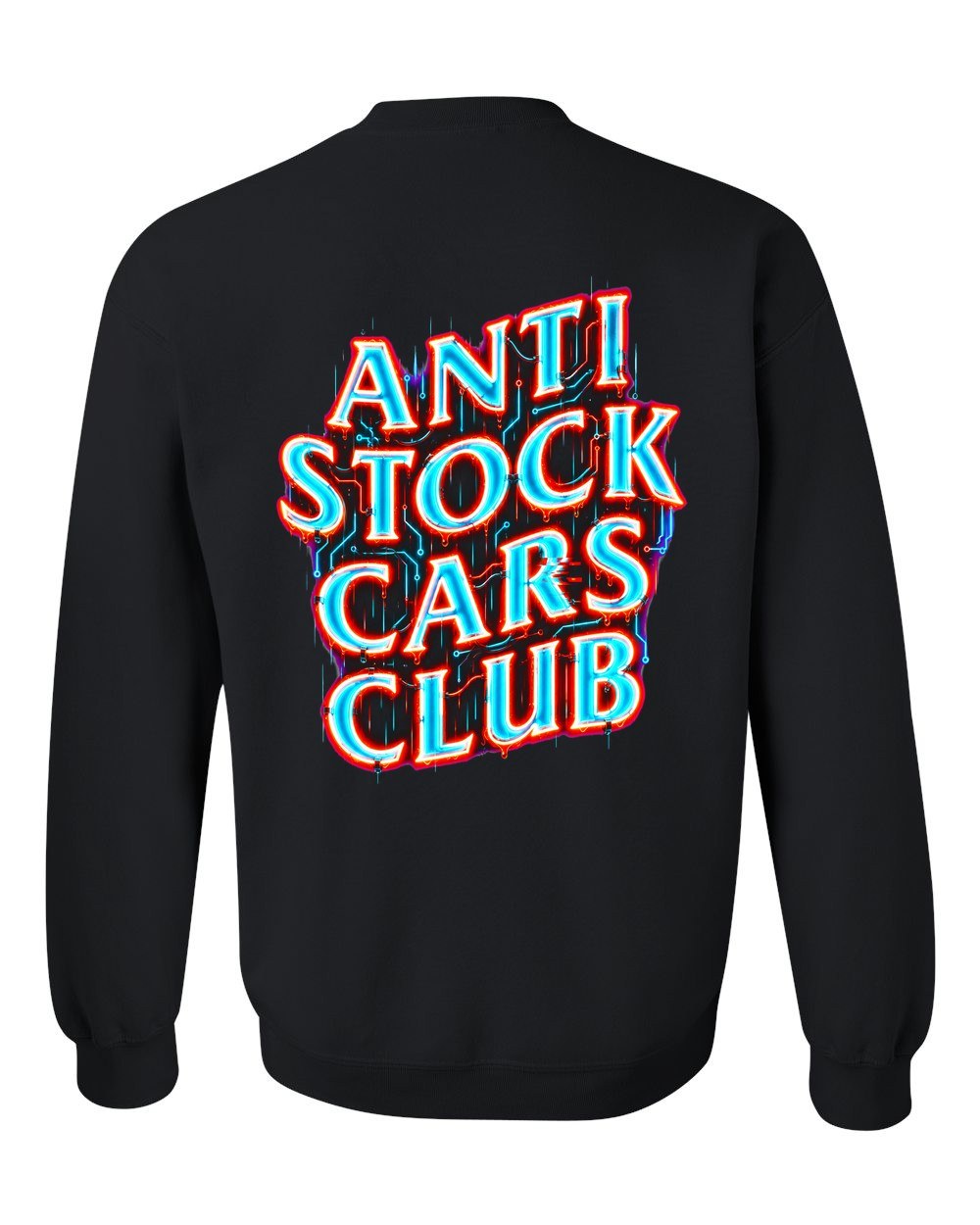 Anti Stock Cars Club Neon Cyberpunk Crewneck Black back