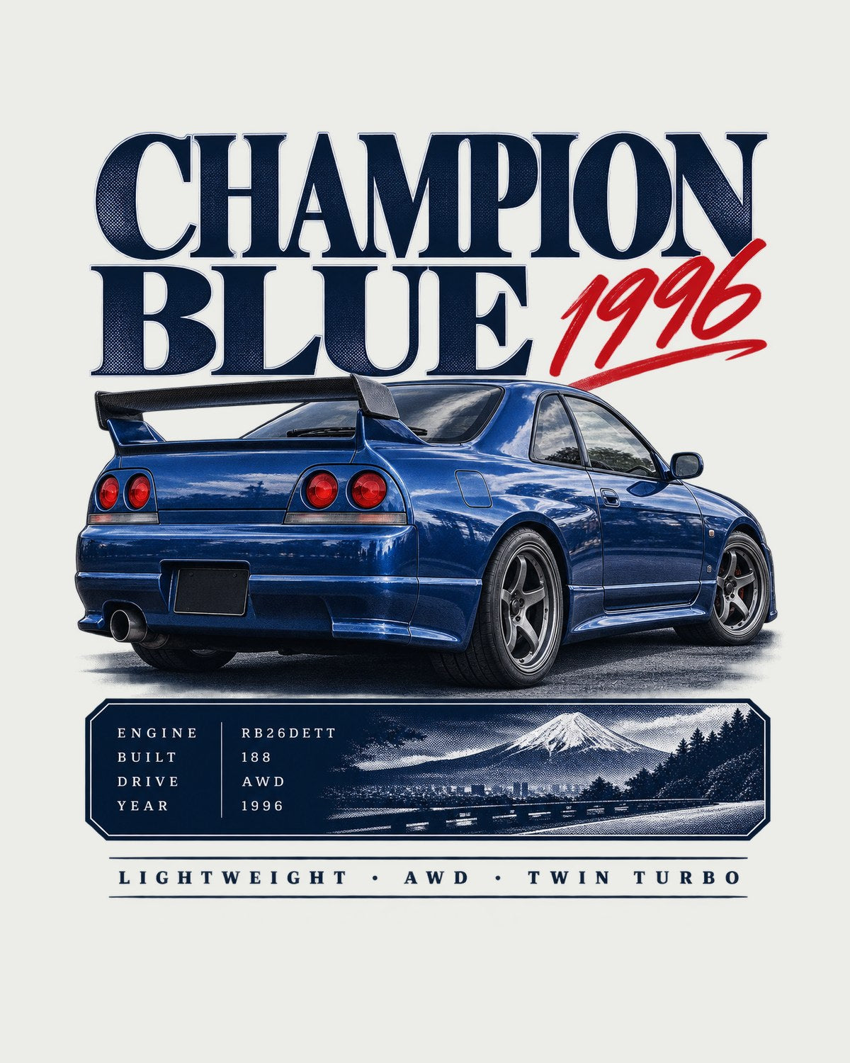 Skyline GT-R R33 LM Limited Champion Blue Archive Tee design only