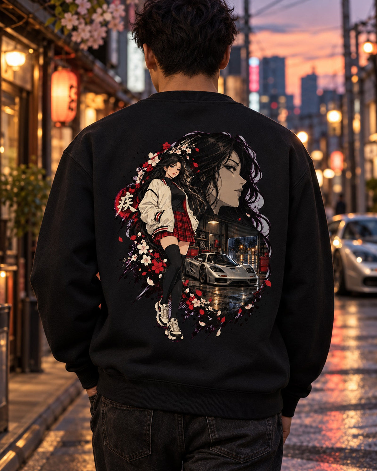 McLaren F1 Anime Girl Shirt, Hoodie & More Crewneck Black worn hero