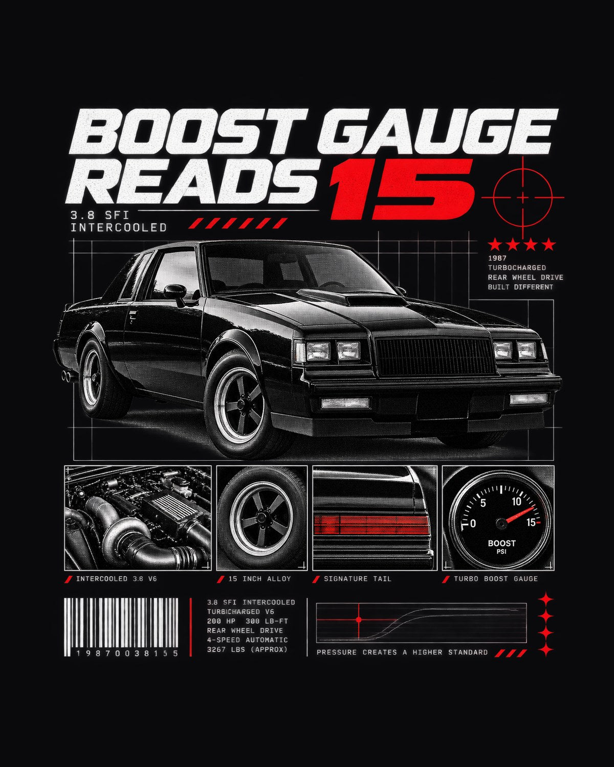 Buick Regal Grand National G-Body 1987 Dossier Panel Shirt design only