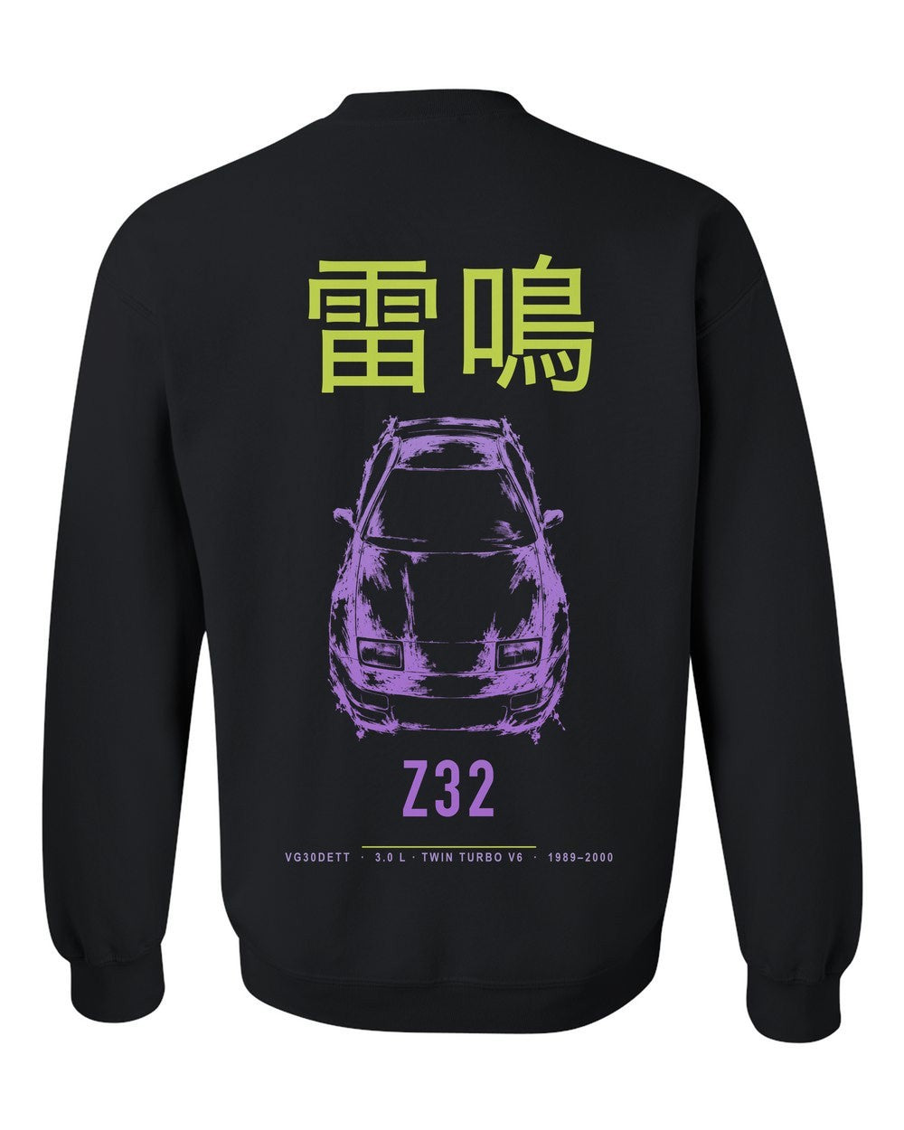 Z32 full-back artwork black crewneck back view with the design