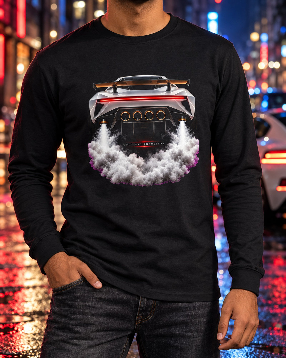 Tesla Roadster Cold Gas Thrusters Shirt, Hoodie & More Long Sleeve Black worn hero