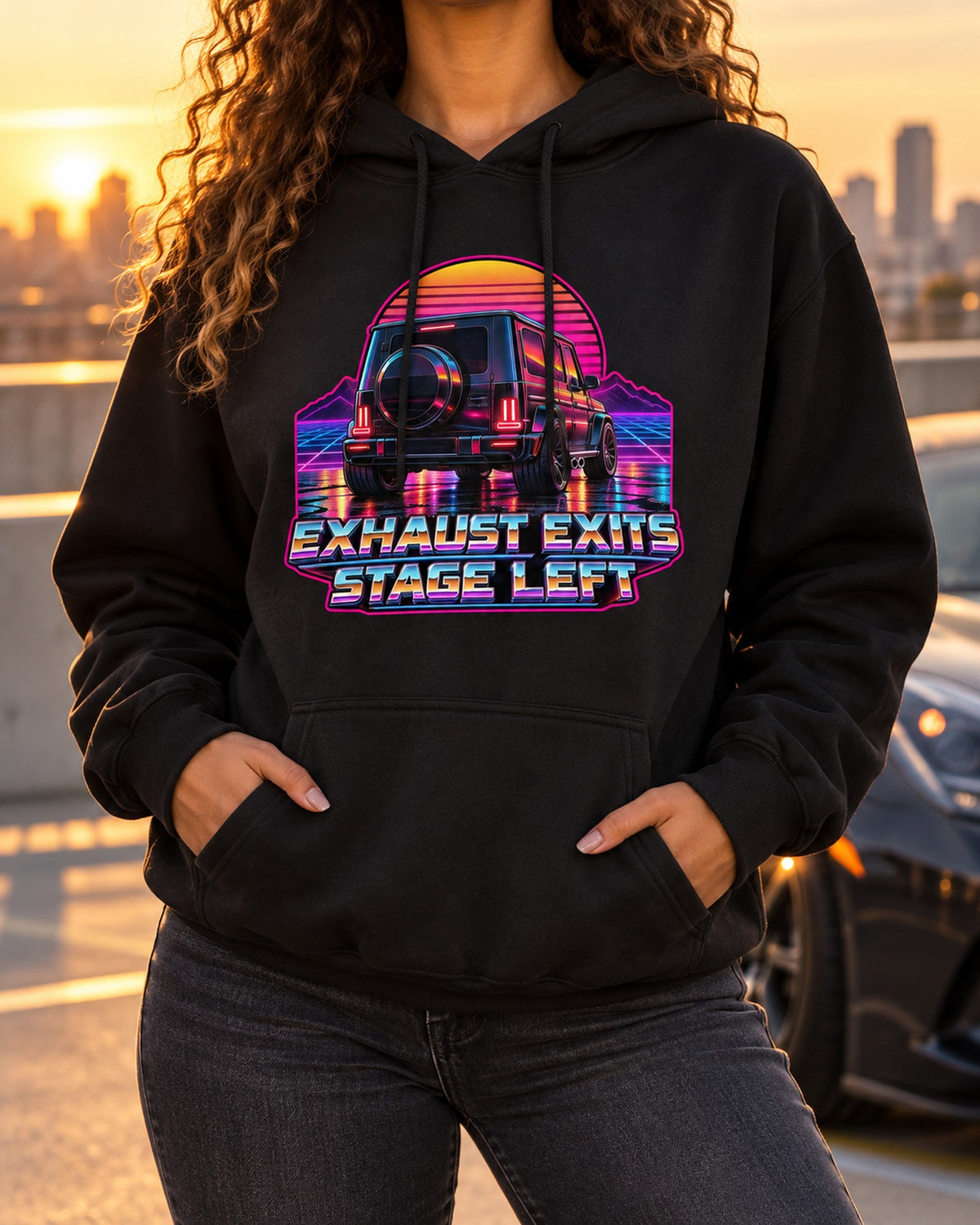 Mercedes G-Class W460 1979 Cyanotype Blueprint From Above Shirt Pull Over Hoodie Black worn hero