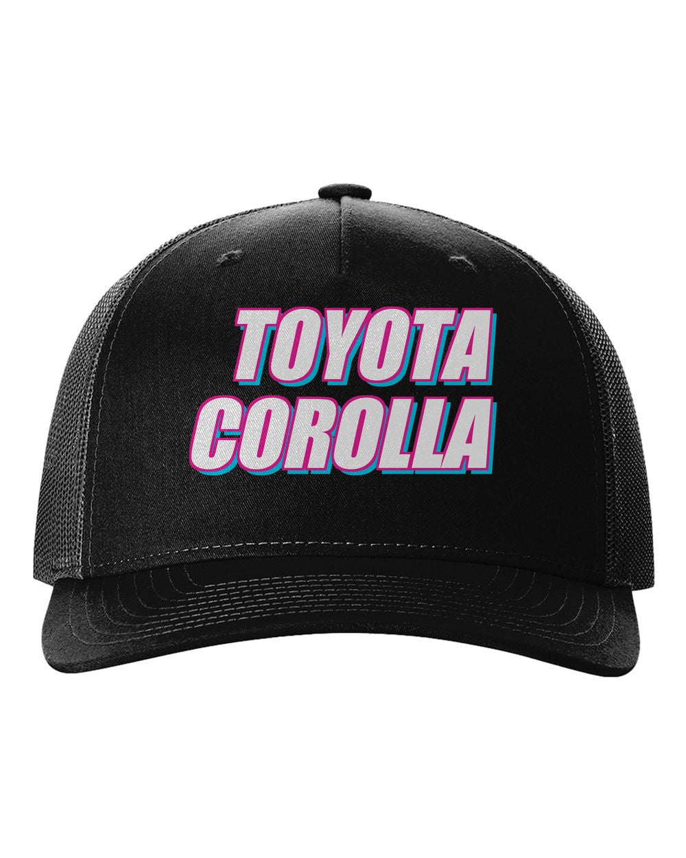 black hat front view with car name