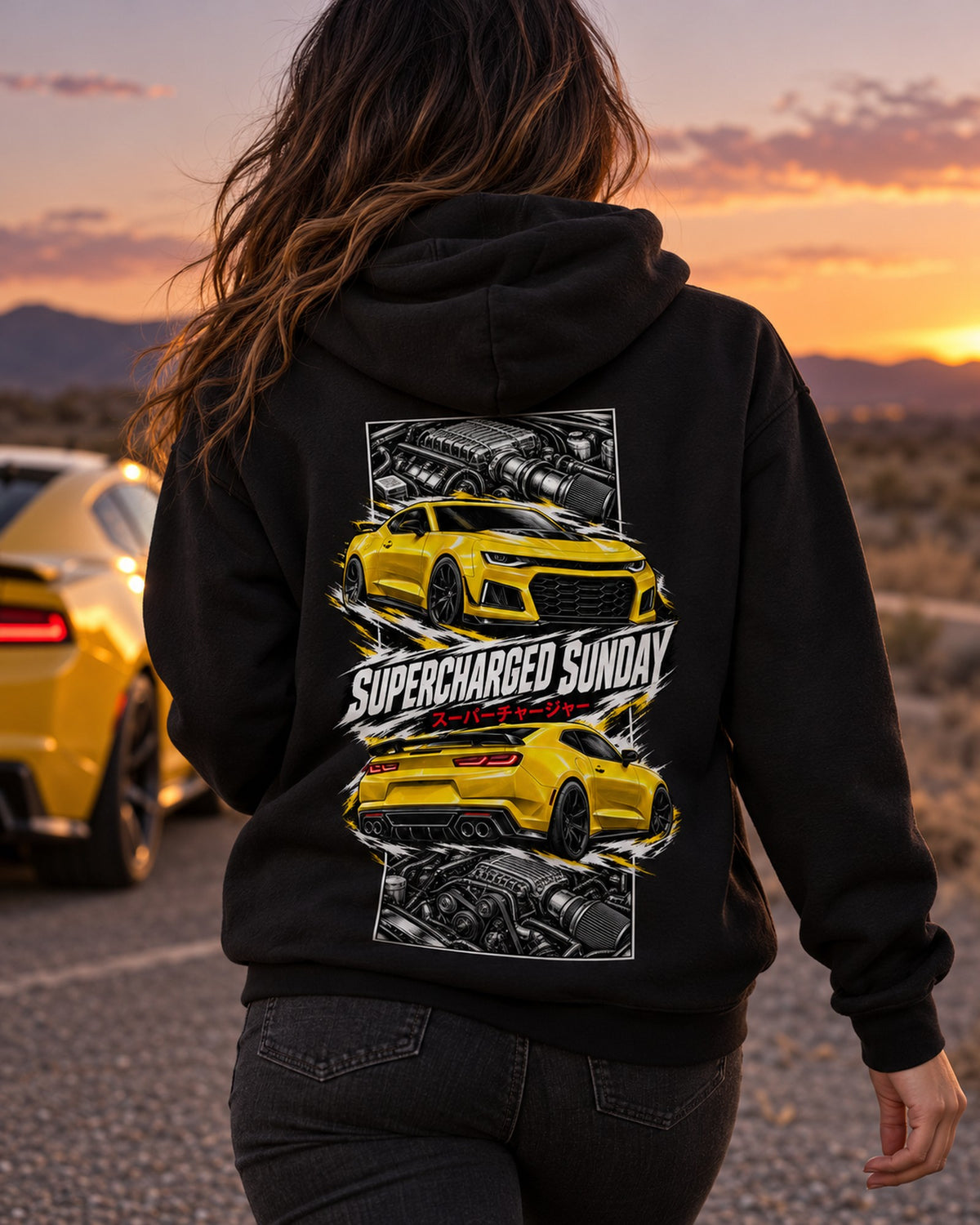 Chevy Camaro ZL1 Torn Poster Full-Back Graphic Tee Pull Over Hoodie Black worn hero