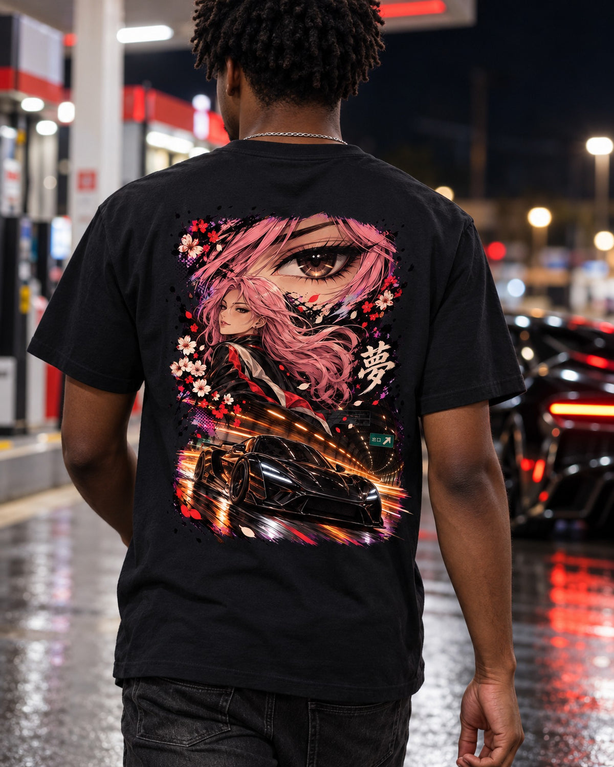 Rimac Nevera Anime Girl Shirt, Hoodie & More T-Shirt Black worn hero