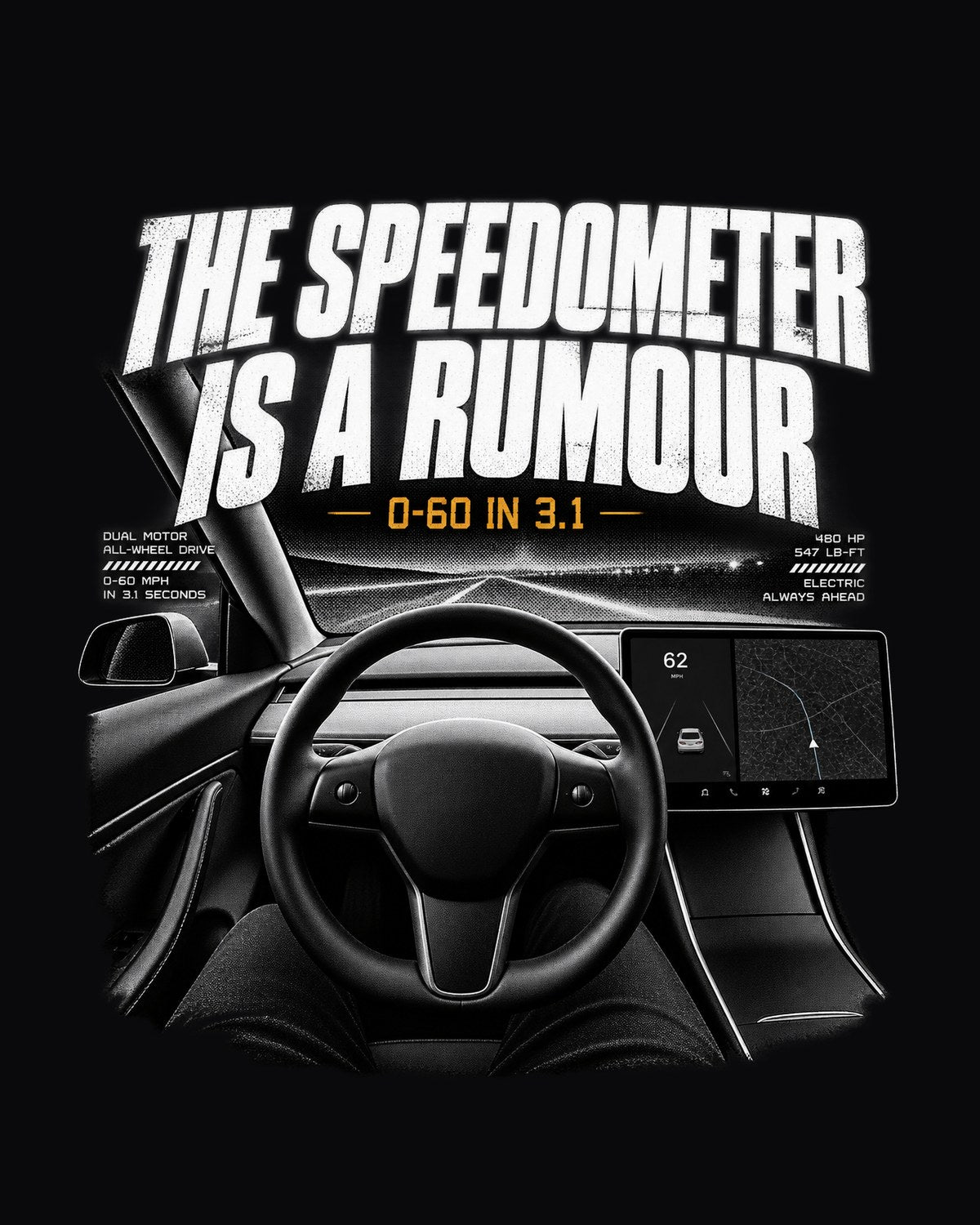 Tesla Model 3 Cockpit Gauge Shirt, EV Car Guy Gift design only