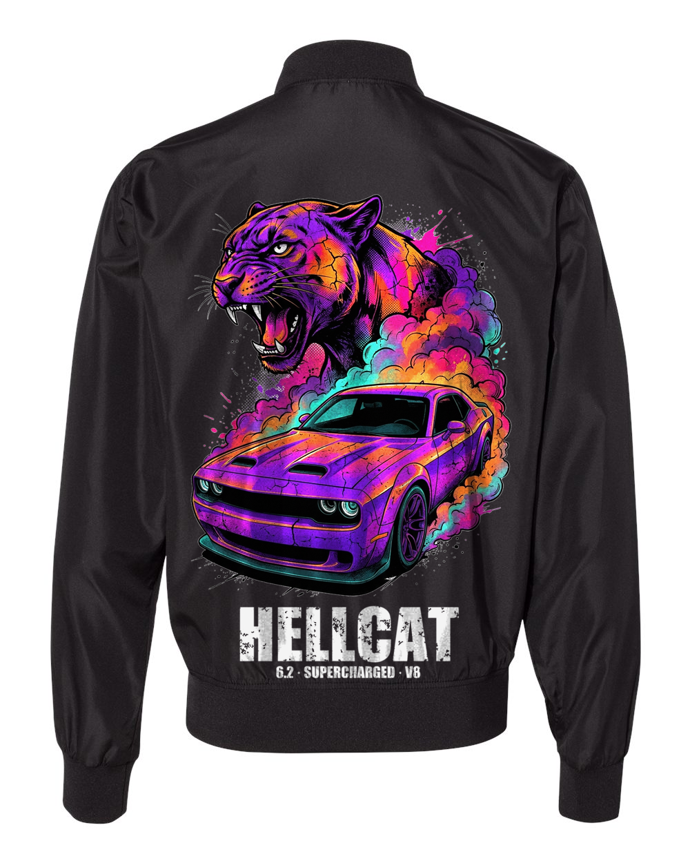 Dodge Challenger Hellcat Bomber Jacket — Black back