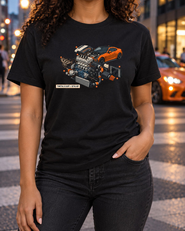 Hyundai Genesis Coupe BK2 Theta II 2.0T Exploded View Shirt T-Shirt Black worn hero