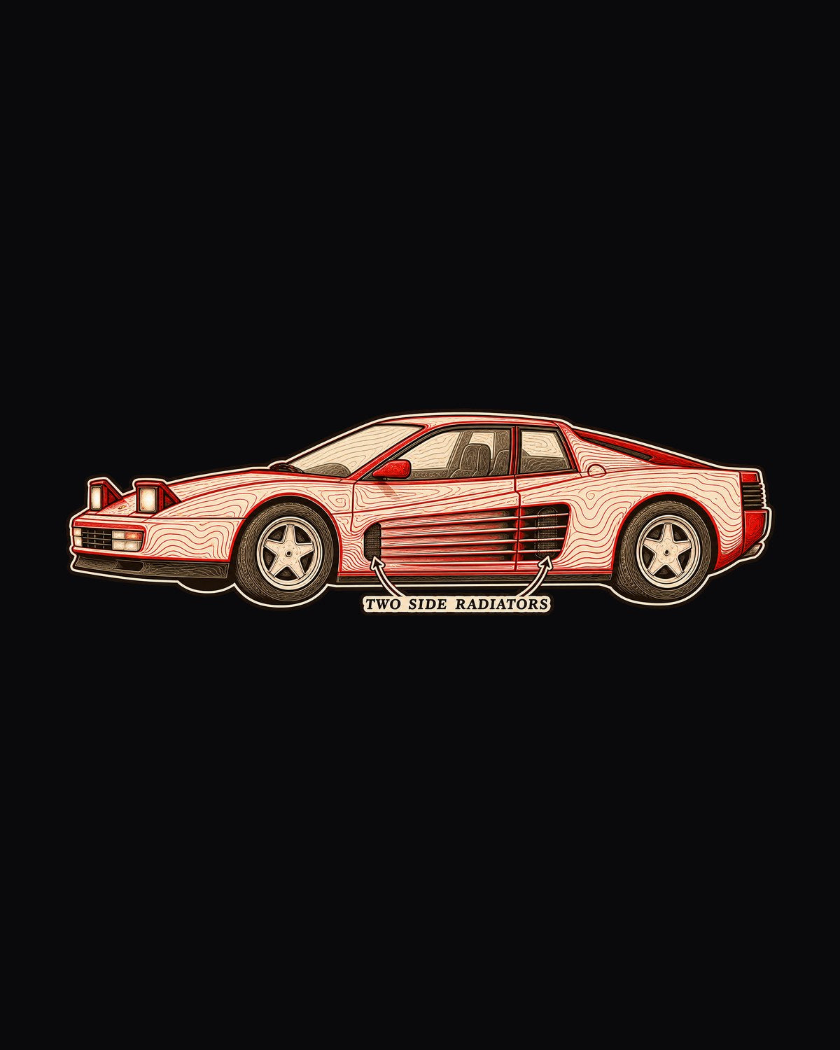 Ferrari Testarossa F110 Side Strake Contour Map Shirt design only