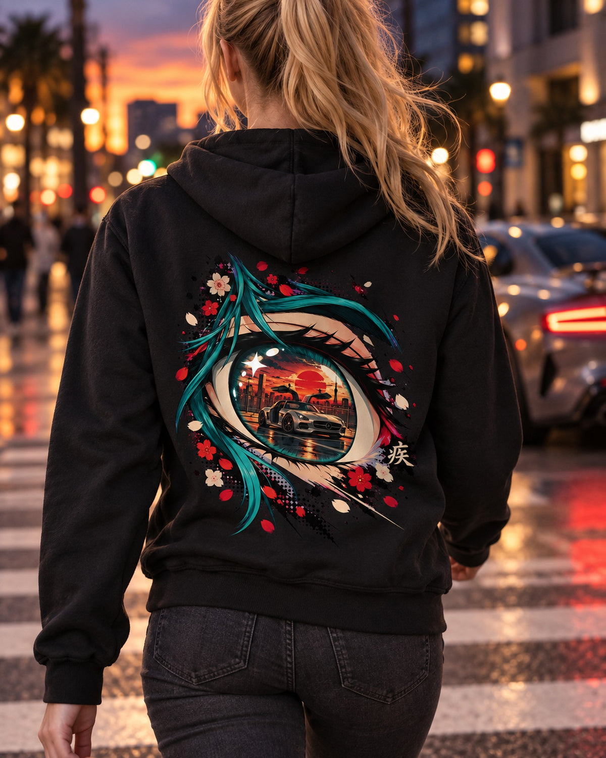 Mercedes-Benz SLS AMG Anime Girl Shirt, Hoodie & More Zip Hoodie Black worn hero