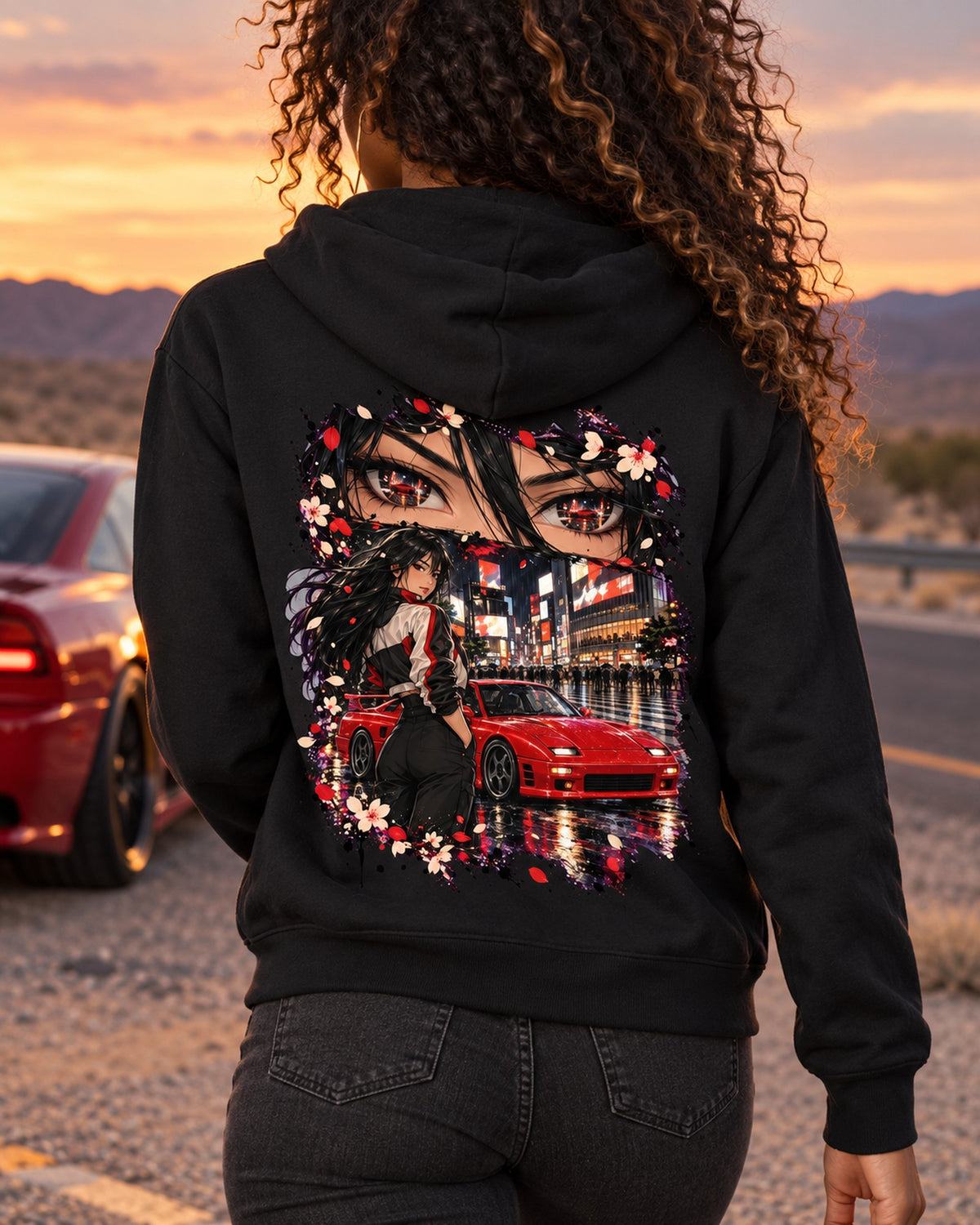 Mitsubishi 3000GT VR-4 Anime Girl Shirt, Hoodie & More Zip Hoodie Black worn hero