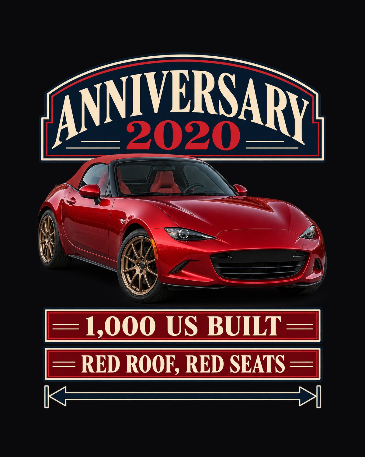 Mazda MX-5 ND 100th Anniversary Edition Archive Shirt, Miata design only