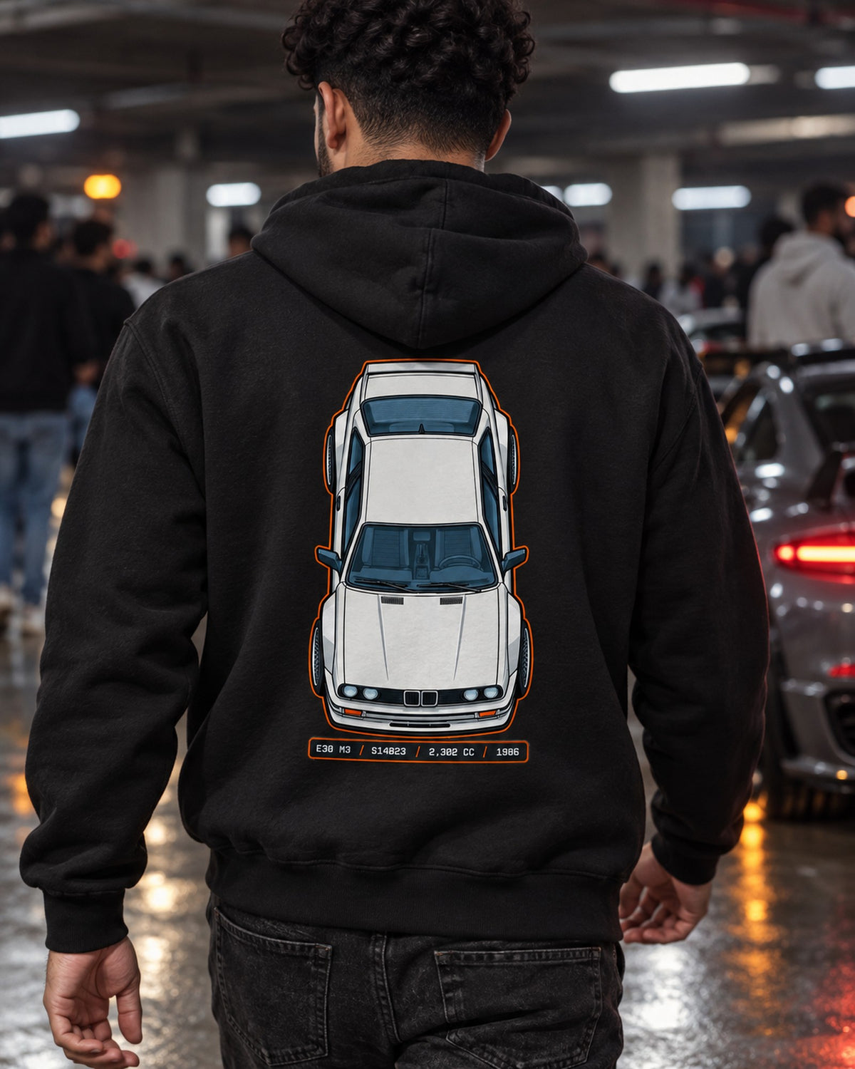 BMW E30 M3 S14 Engine Data Plate Shirt, Car Guy Tee Zip Hoodie Black worn hero