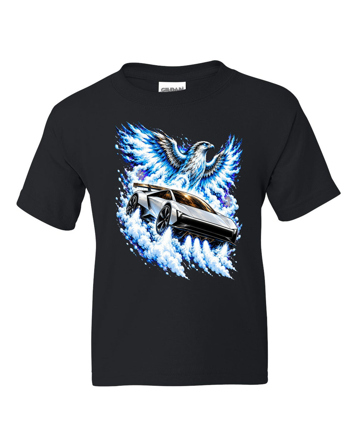 Tesla Roadster Ice Falcon Kids Tee Black front