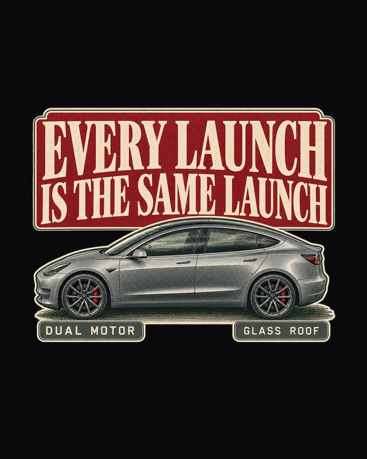 Tesla Model 3 Performance Editorial Headline Tee, 2018-2023 design only