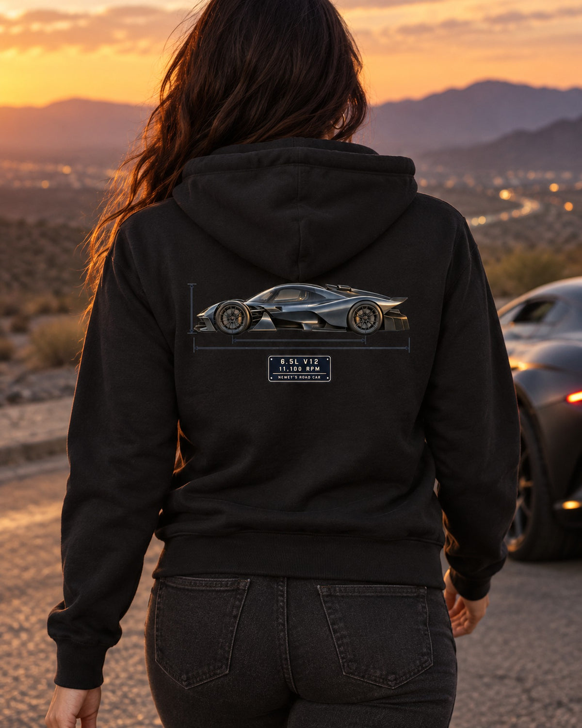 Aston Martin Valkyrie 2021 Blueprint Shirt, 6.5 V12 Car Guy Gift Zip Hoodie Black worn hero