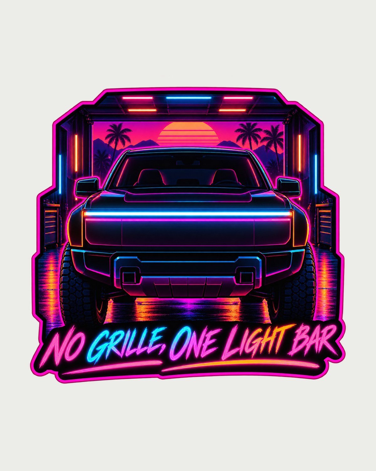 Ford F-150 Lightning Neon Light Bar Shirt, No Grille Tee design only