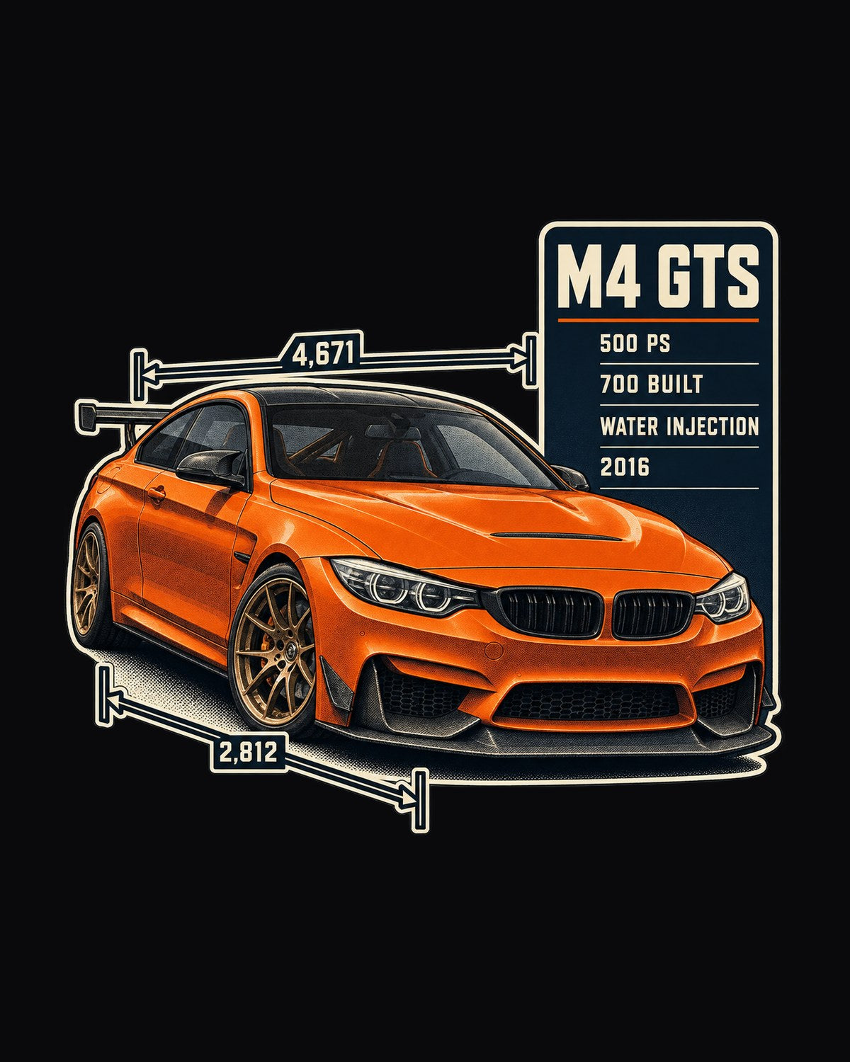 BMW M4 GTS F82 Spec Poster Shirt, 700 Built design only