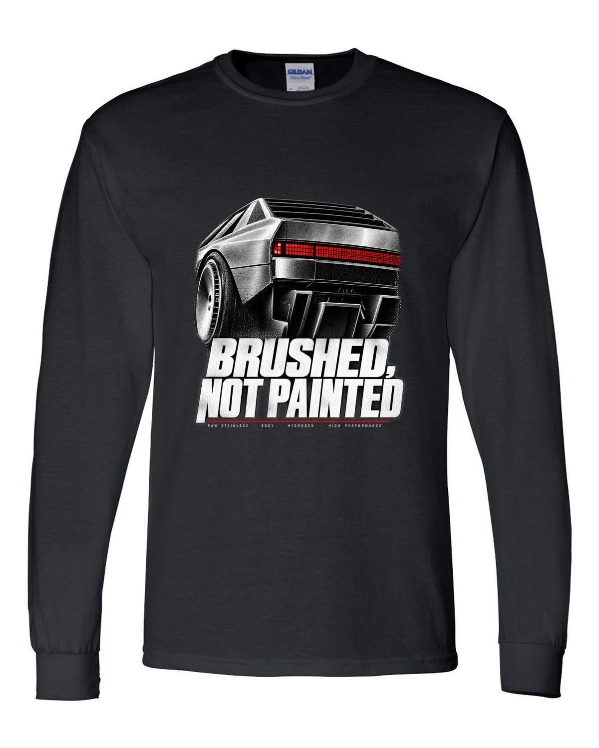 Hyundai N Vision 74 rear three-quarter macro print of pixel taillights black long sleeve front view with the design