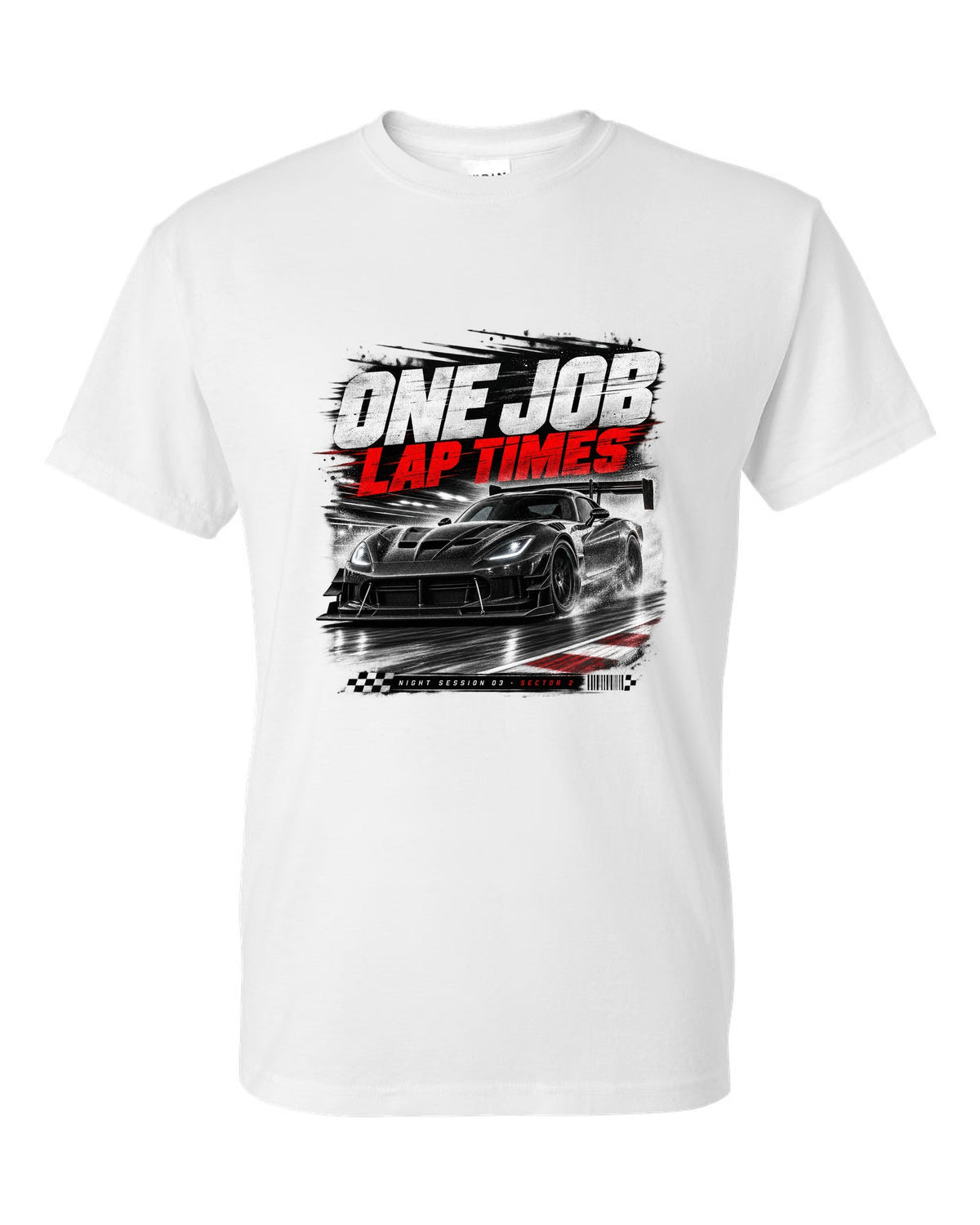 2016 Dodge Viper ACR Extreme VX I low front three-quarter race poster print white t-shirt front view with the design