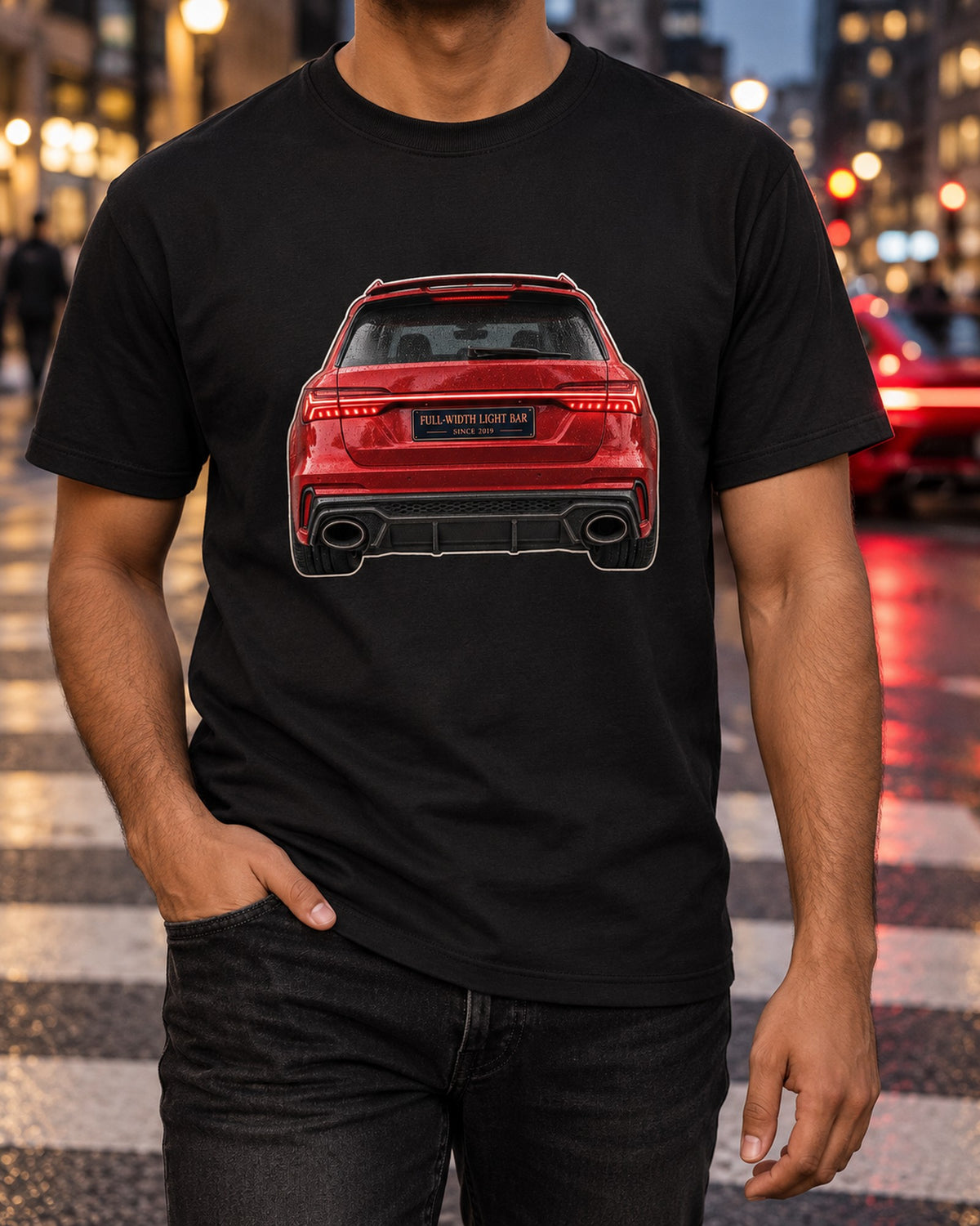 Audi RS6 Avant C8 Taillight Macro Shirt, Wagon Owner Gift T-Shirt Black worn hero