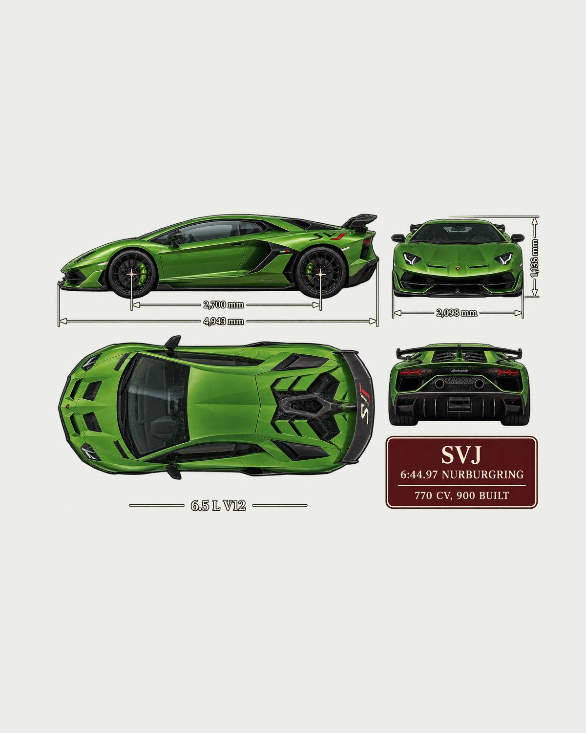 Aventador SVJ Blueprint Tee, Lamborghini Car Guy Gift design only