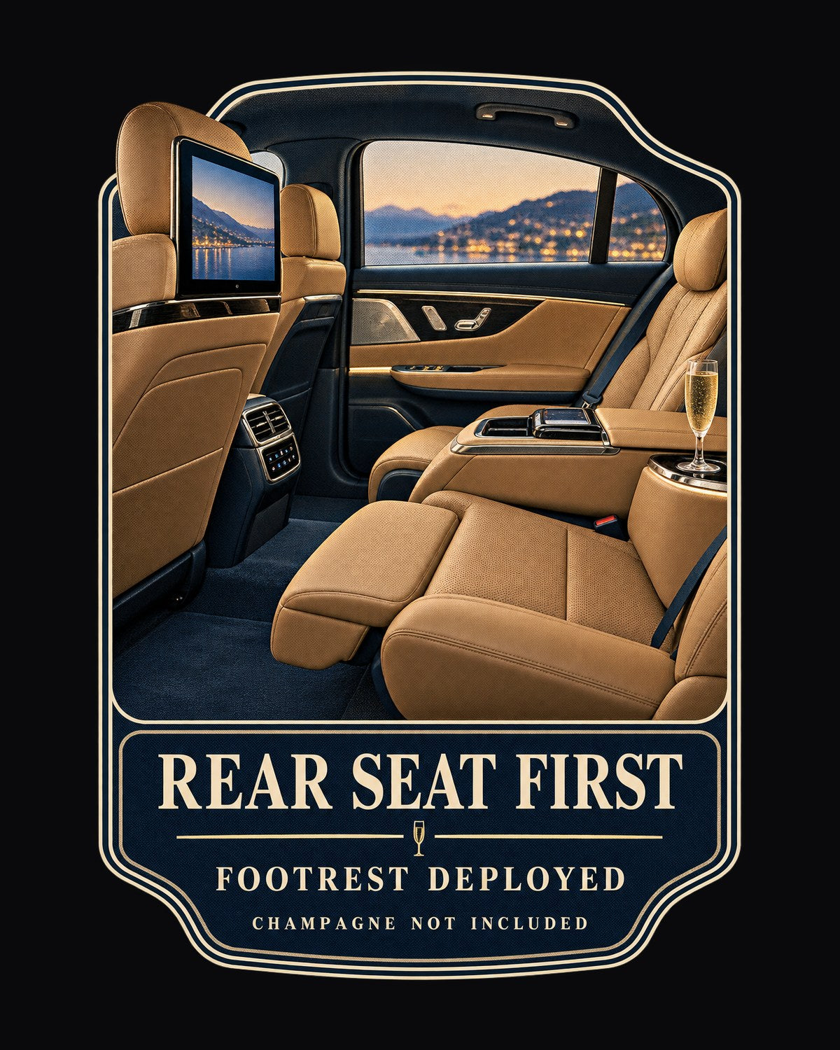 Maybach S680 Rear Seat Cockpit Graphic Tee, Executive Cabin Print design only