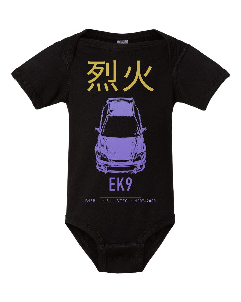 EK9 artwork black baby onesie front view