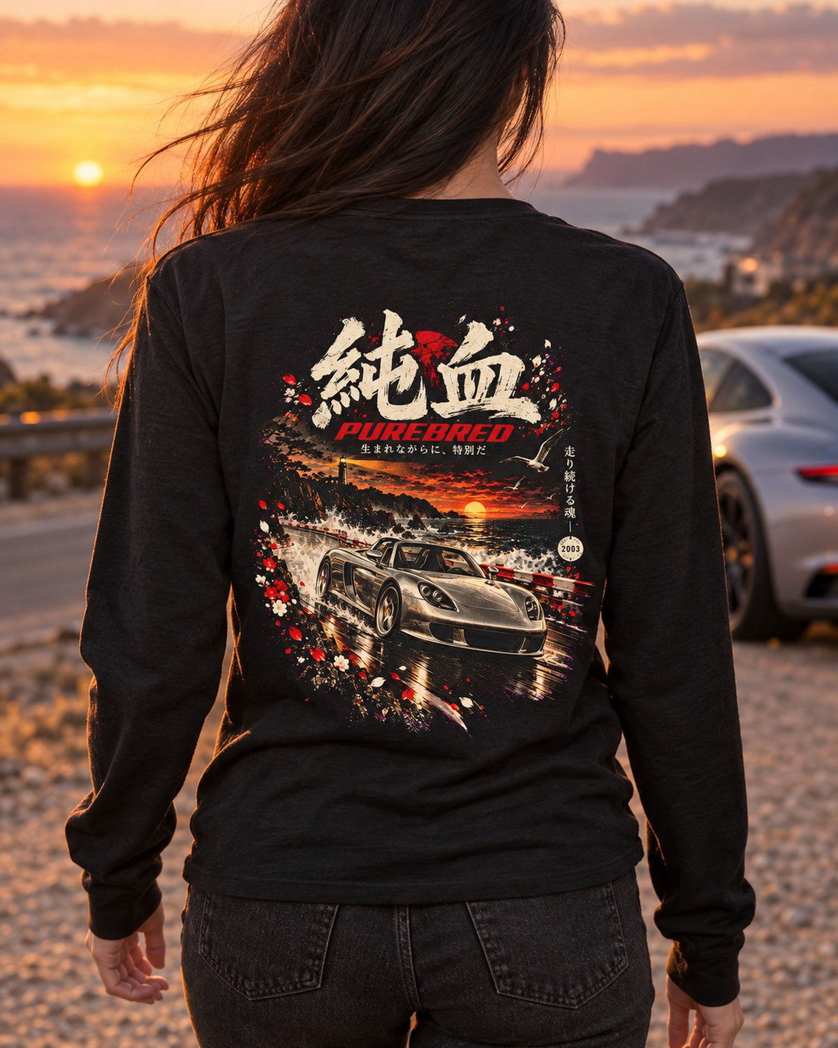 Porsche Carrera GT Purebred Shirt, Hoodie & More Long Sleeve Black worn hero