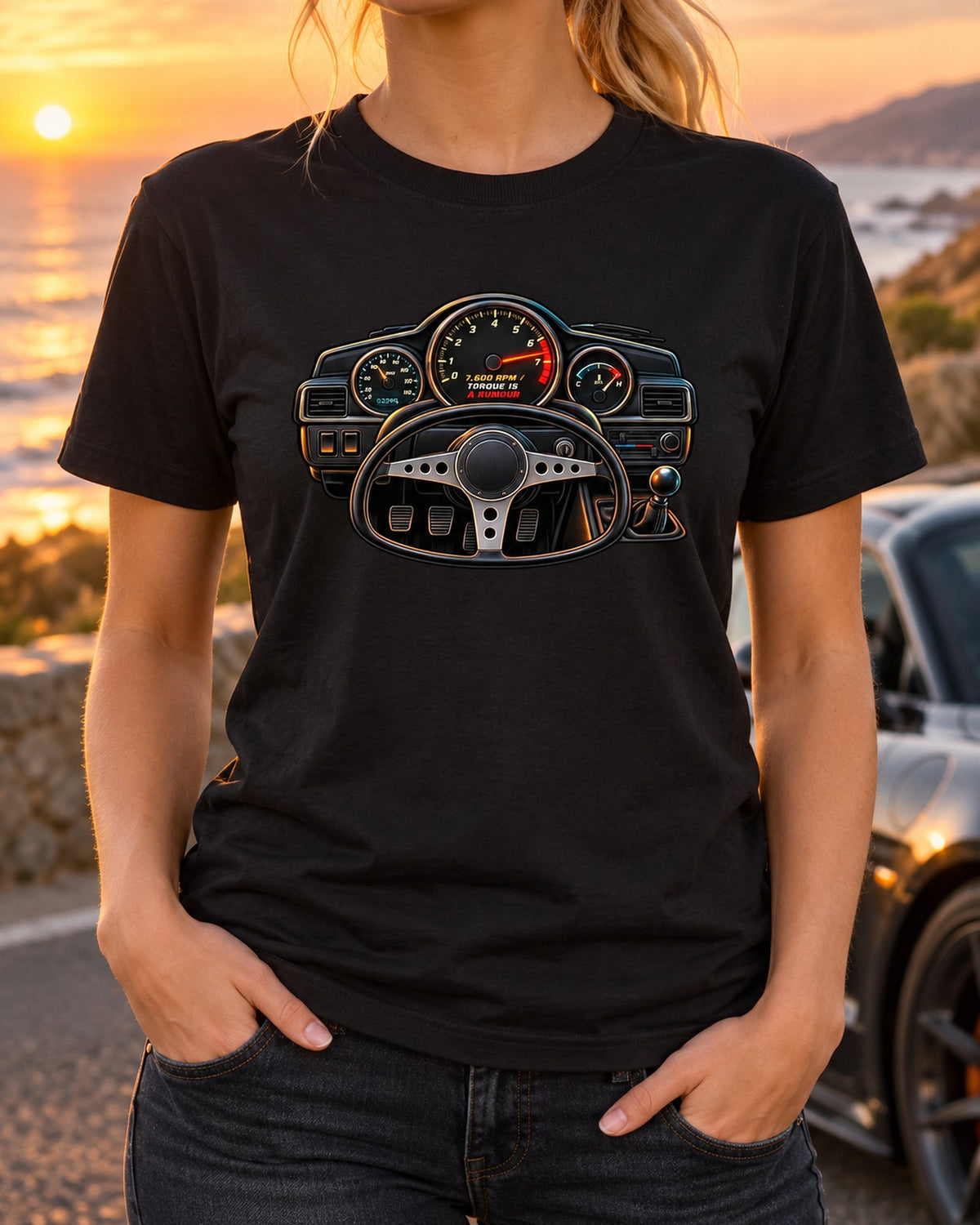 Corolla Levin AE86 Linocut Shirt, Another Saturday Another Gasket, Design 6374 T-Shirt Black worn hero