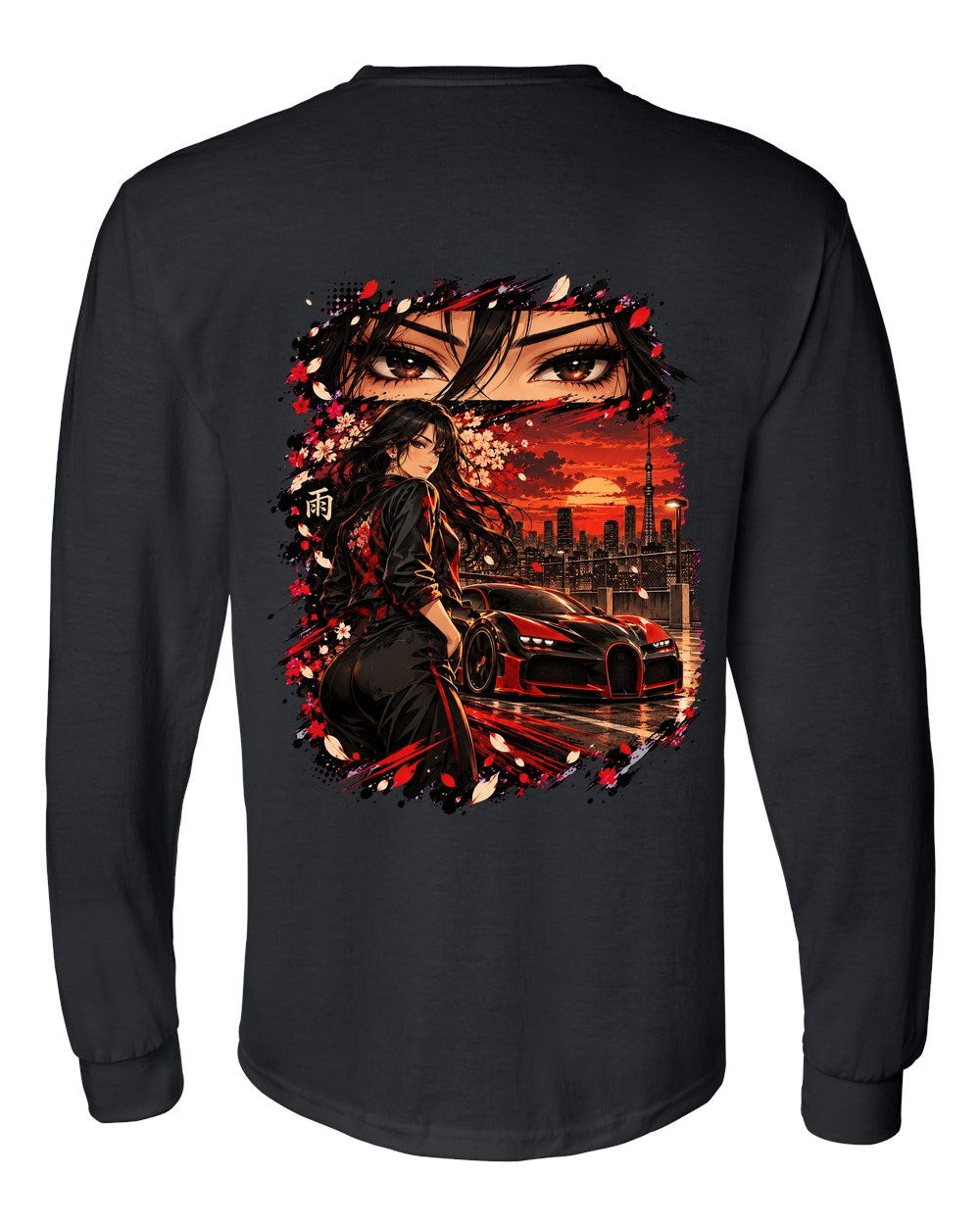 Bugatti Veyron Anime Girl Long Sleeve Black back