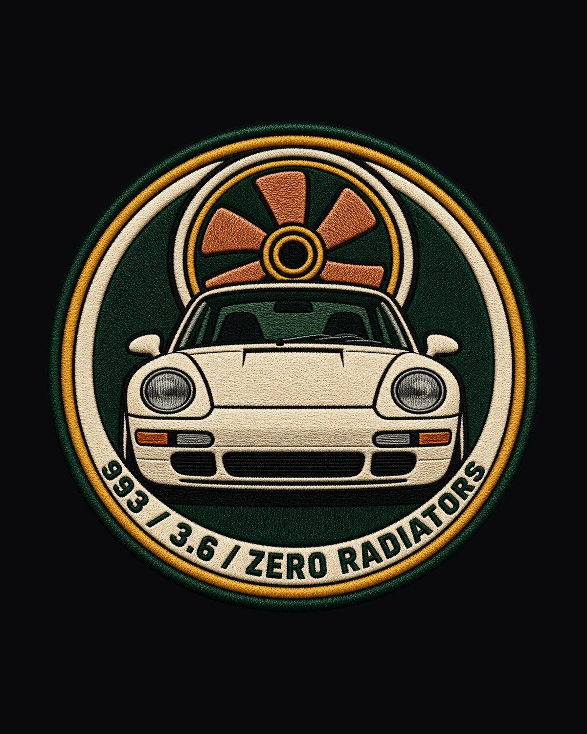 Porsche 993 Air Cooled Round Crest Shirt, Zero Radiators design only