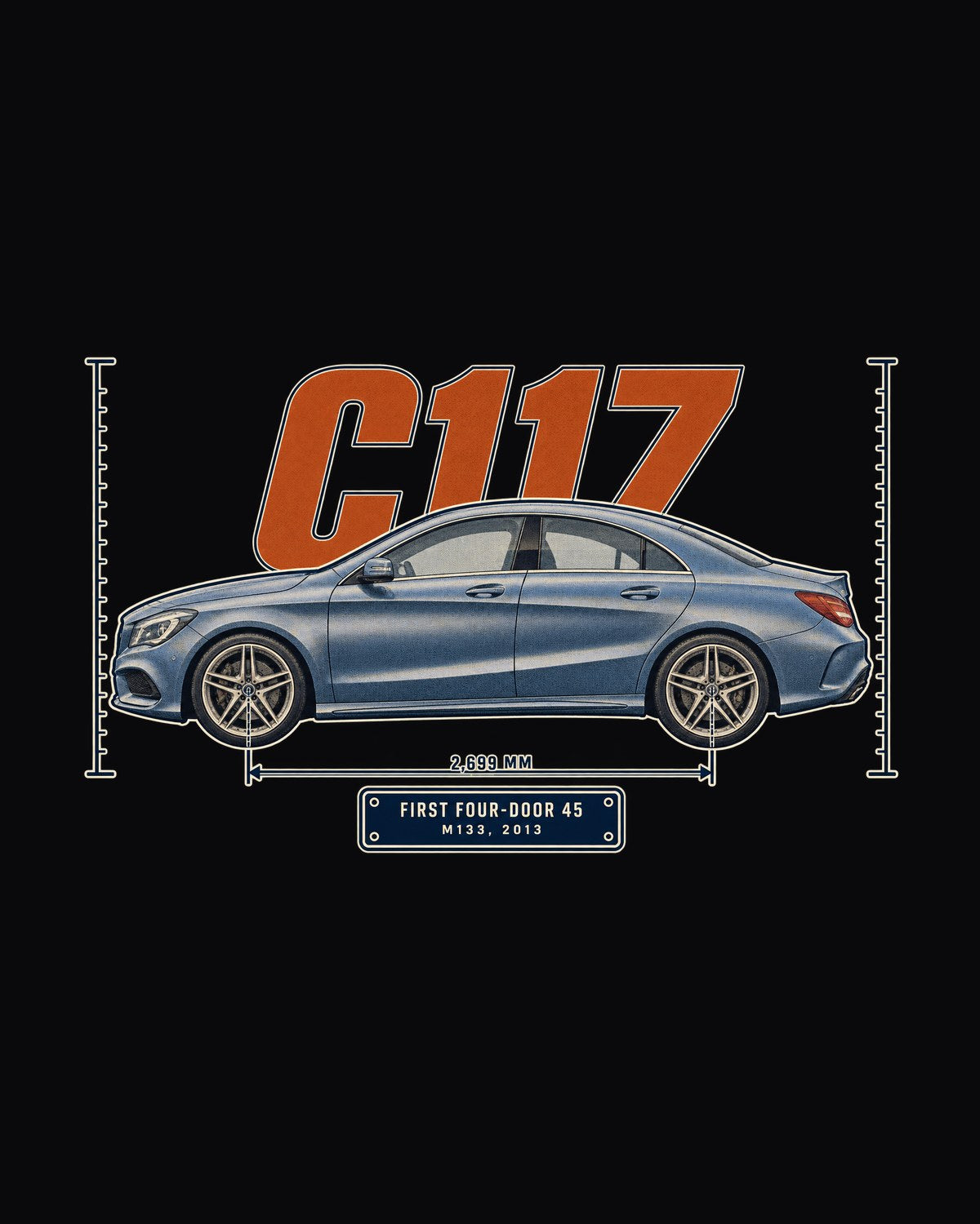 Mercedes-AMG CLA 45 C117 Halftone Shirt, First Four-Door 45 design only