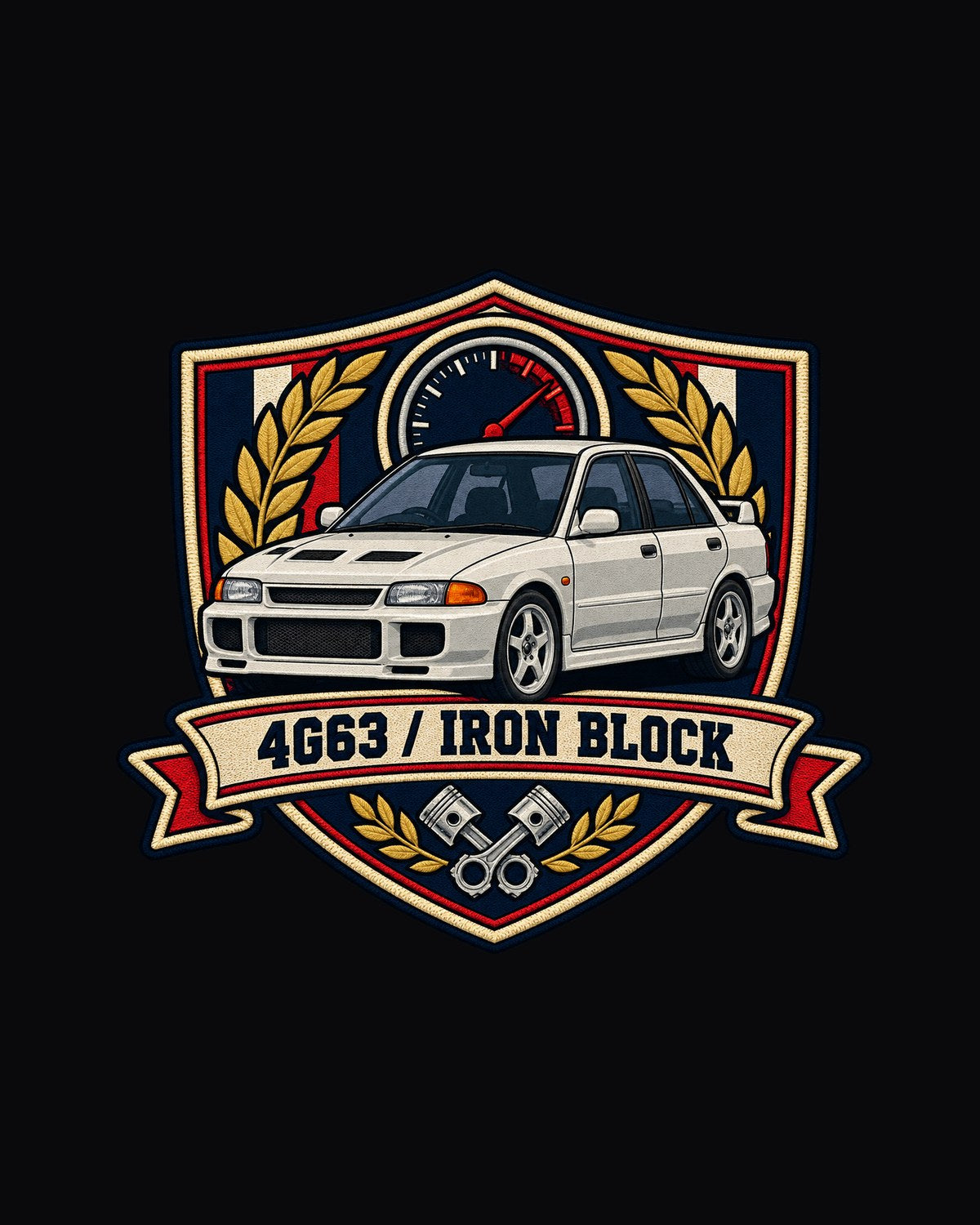 Mitsubishi Lancer Evolution I CD9A 4G63 Embroidered Crest Shirt design only