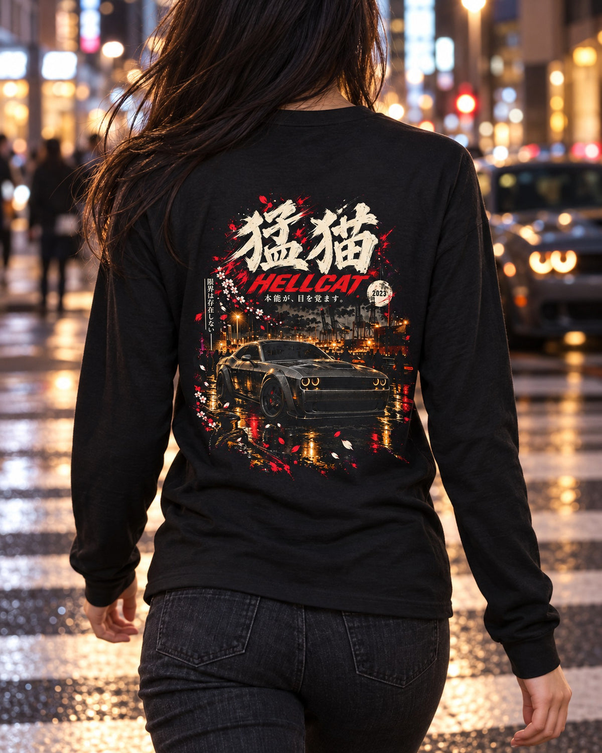 Dodge Challenger Hellcat Fierce Cat Shirt, Hoodie & More Long Sleeve Black worn hero