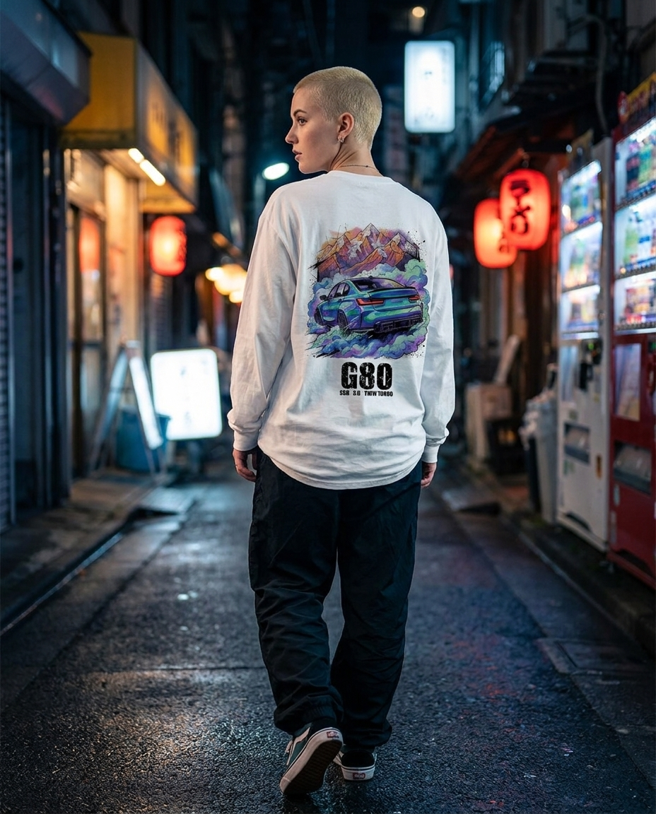 White Long-Sleeve Tee street