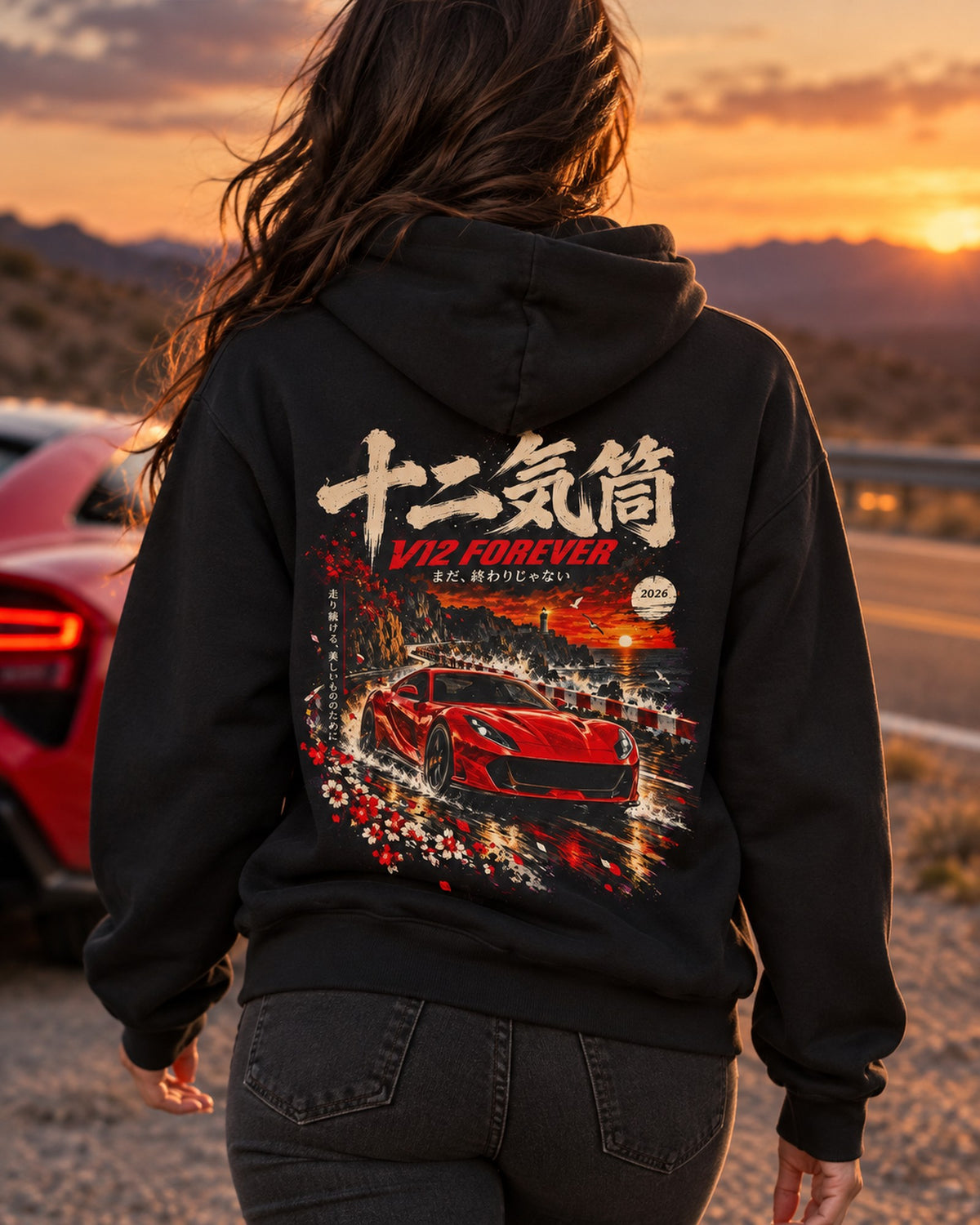 Ferrari 812 Superfast V12 Forever Shirt, Hoodie & More Pull Over Hoodie Black worn hero