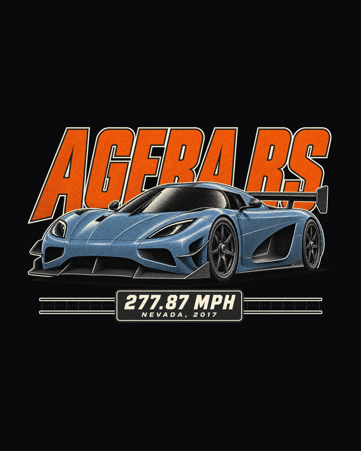 Koenigsegg Agera RS Halftone Shirt, 277.87 mph Record Tee design only