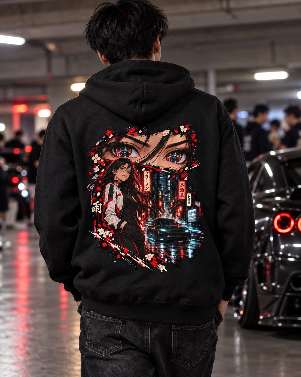Tesla Model S Plaid Anime Girl Shirt, Hoodie & More Pull Over Hoodie Black worn hero