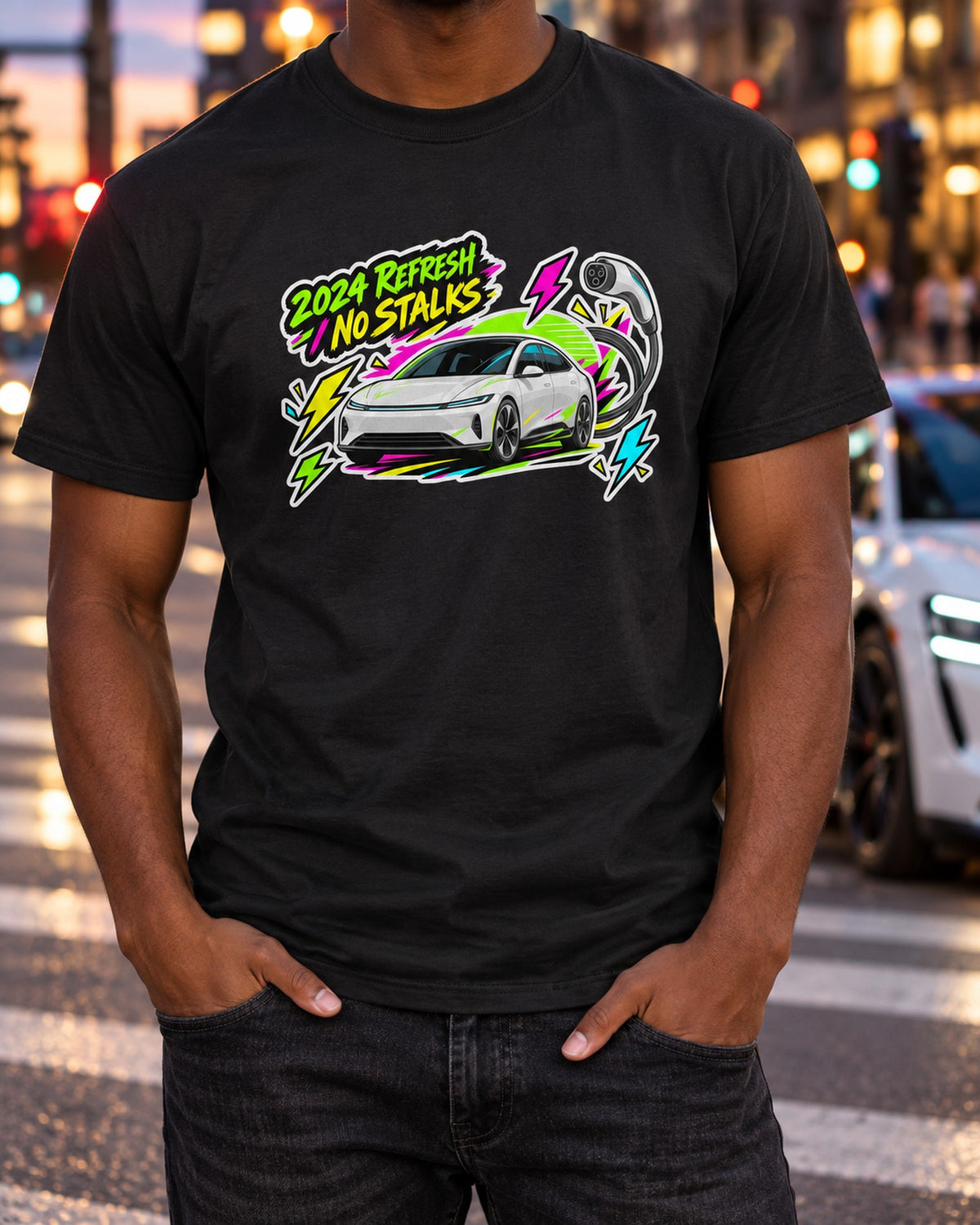Tesla Model 3 Highland 2024 Sticker Bomb Shirt, Car Guy Tee T-Shirt Black worn hero