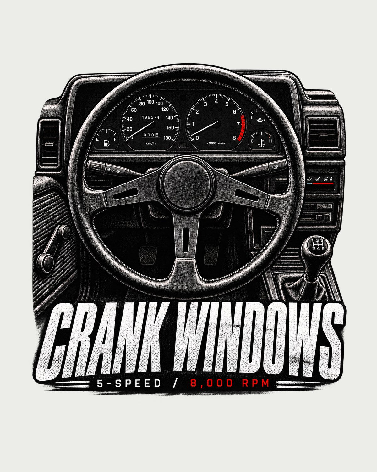 Toyota AE86 Interior Cockpit Shirt, Crank Windows 8,000 RPM design only